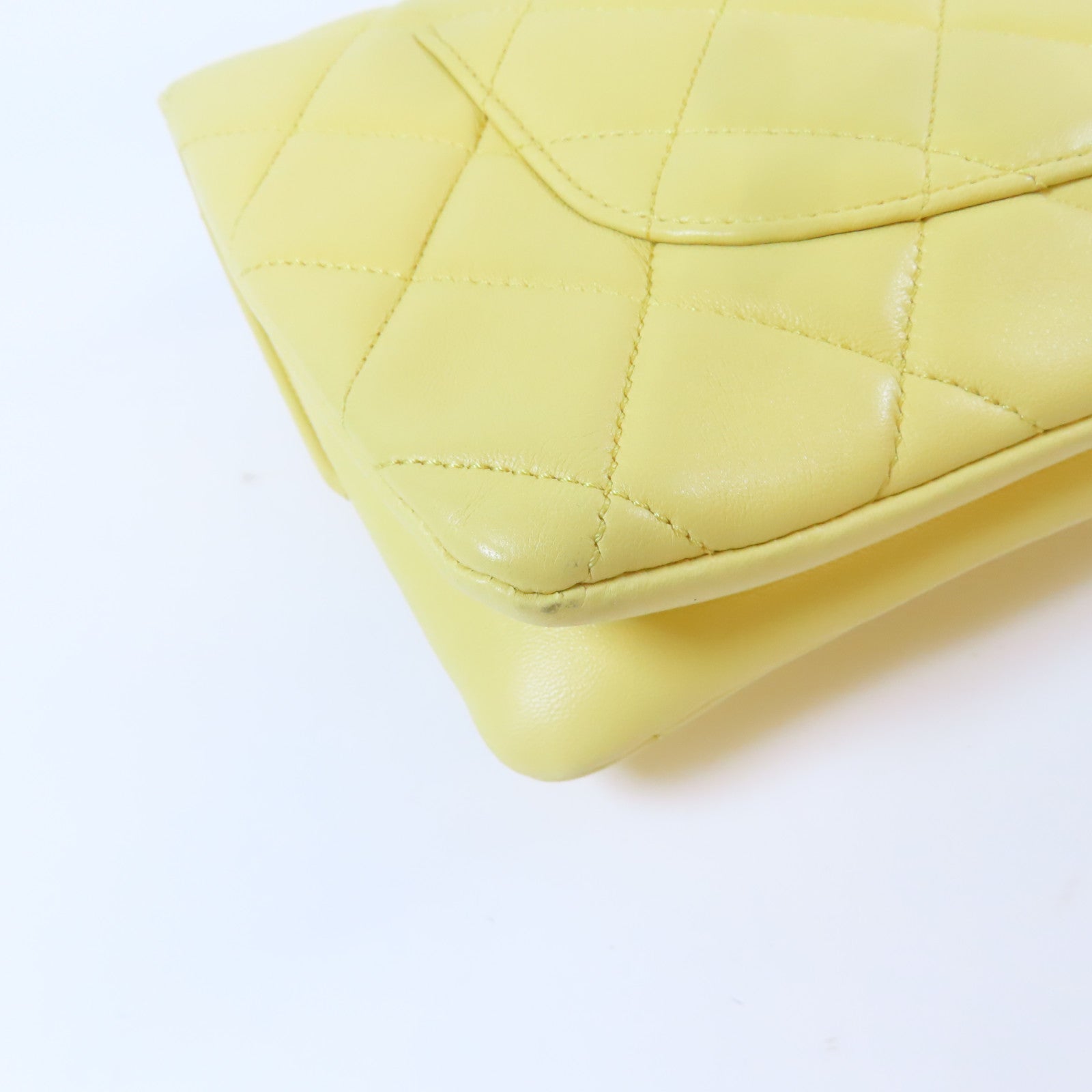 CHANEL 【激減優惠】菱格羊皮皮革Chain Shoulder Bag金扣鏈帶肩背袋黃色