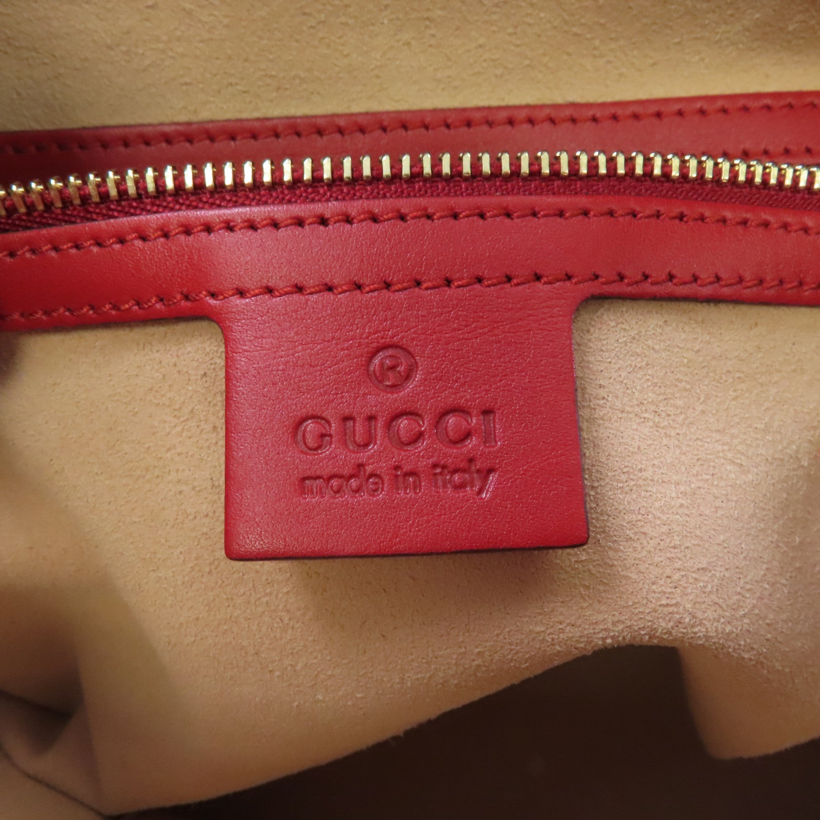 GUCCI 牛皮皮革Shoulder Tote金扣肩背/手挽袋紅色