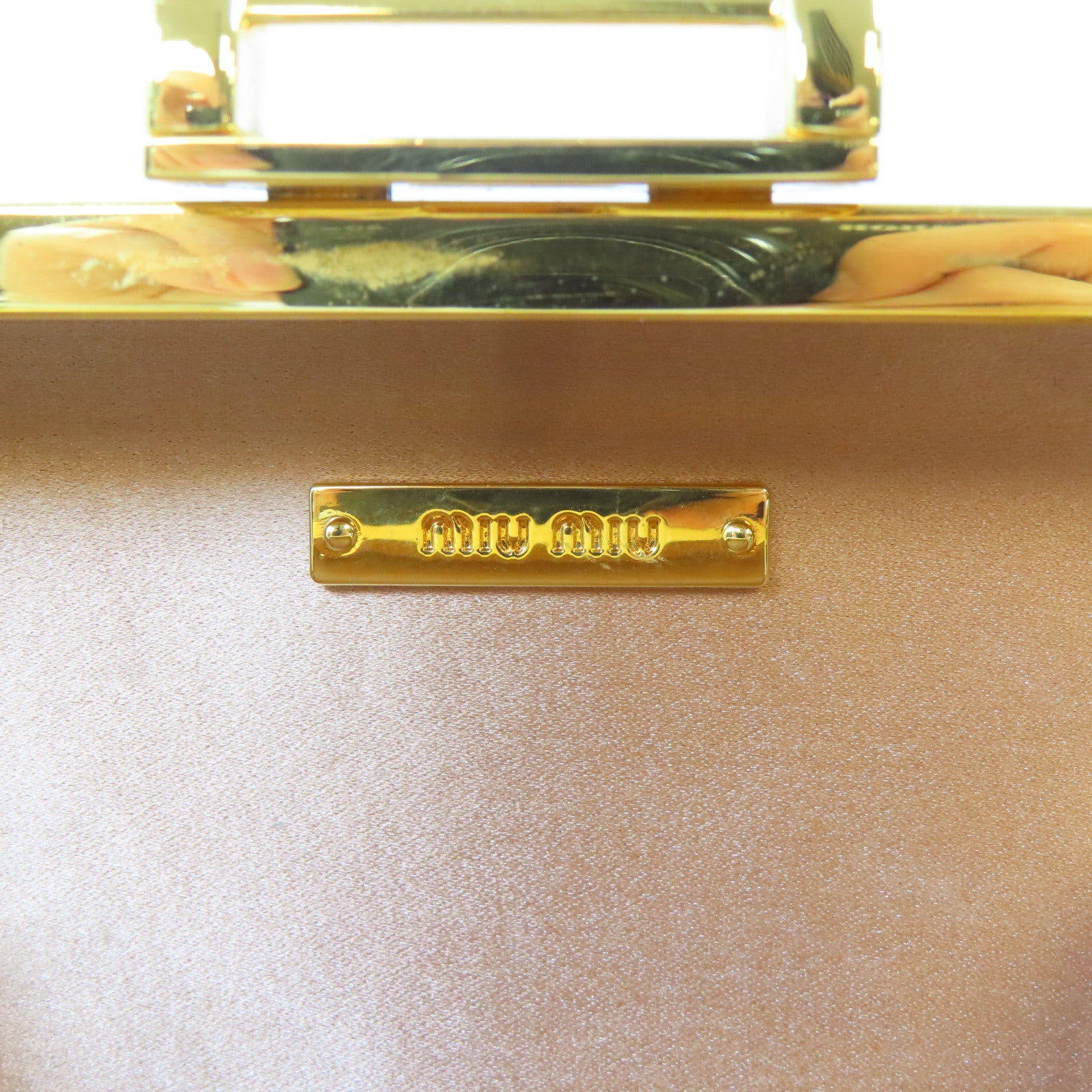Miu Miu Satin Clutch Box金扣鏈帶肩背袋粉紅色
