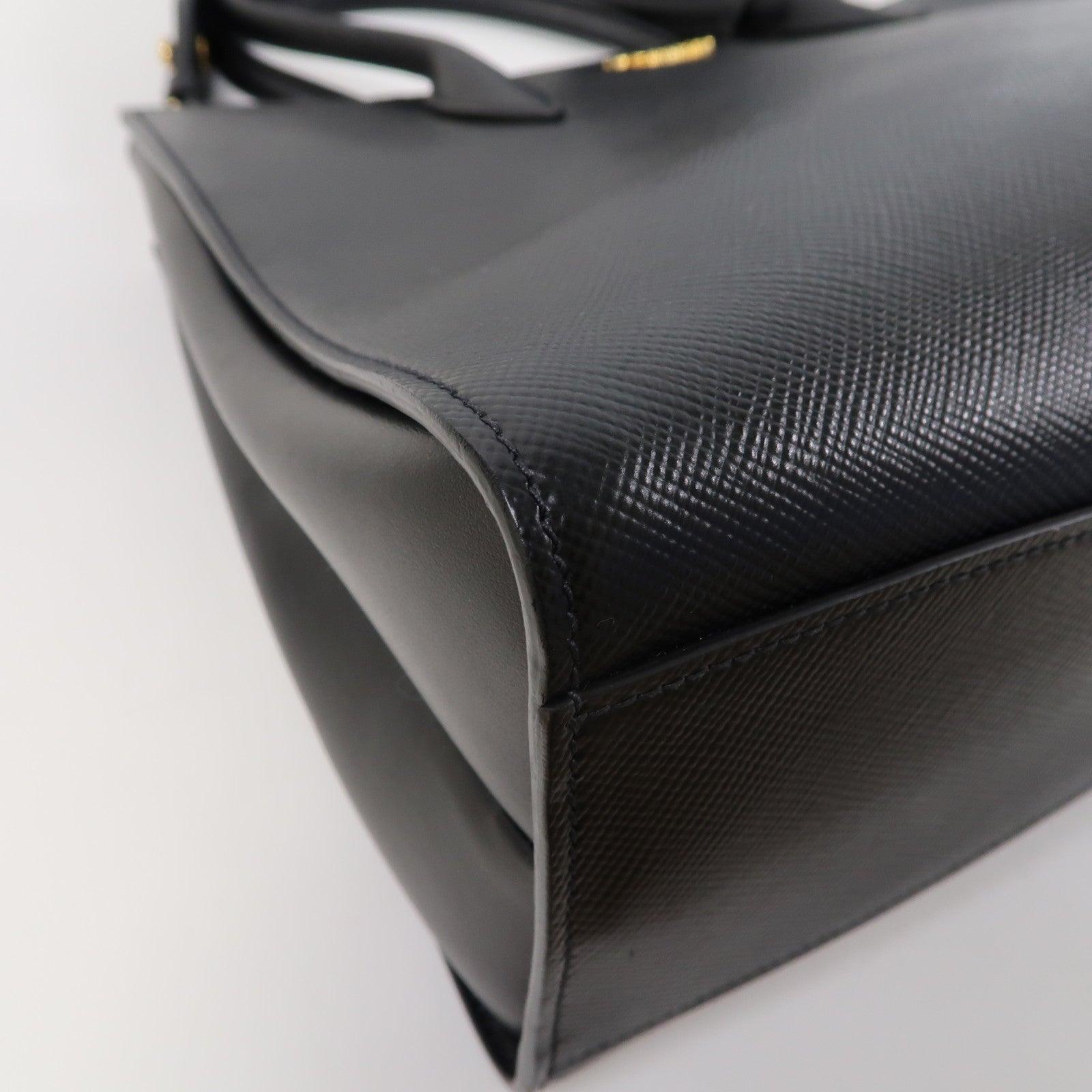 PRADA 牛皮皮革Shoulder Bag金扣手挽肩背兩用袋黑色