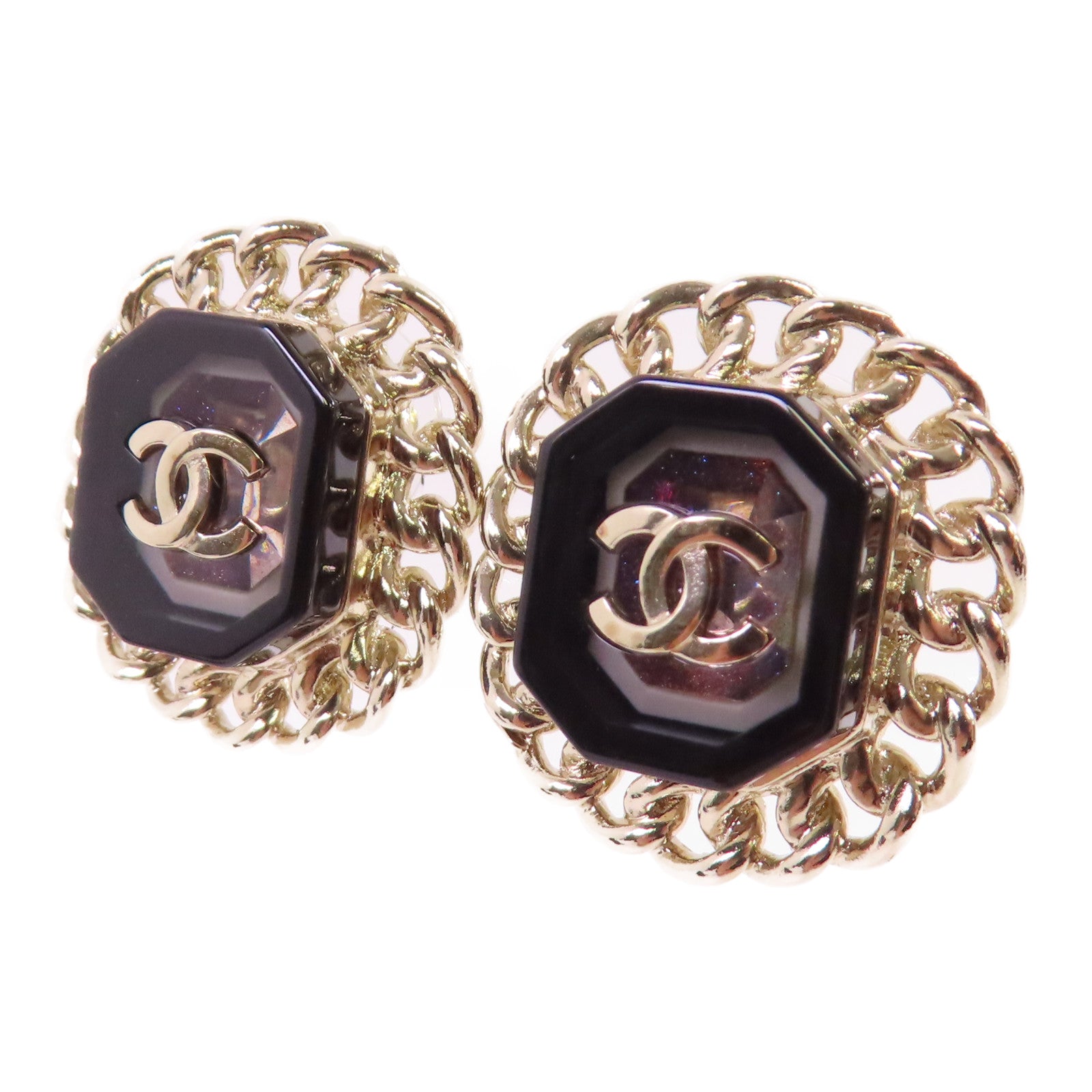 CHANEL 金屬/PVC CC Earring金扣耳環