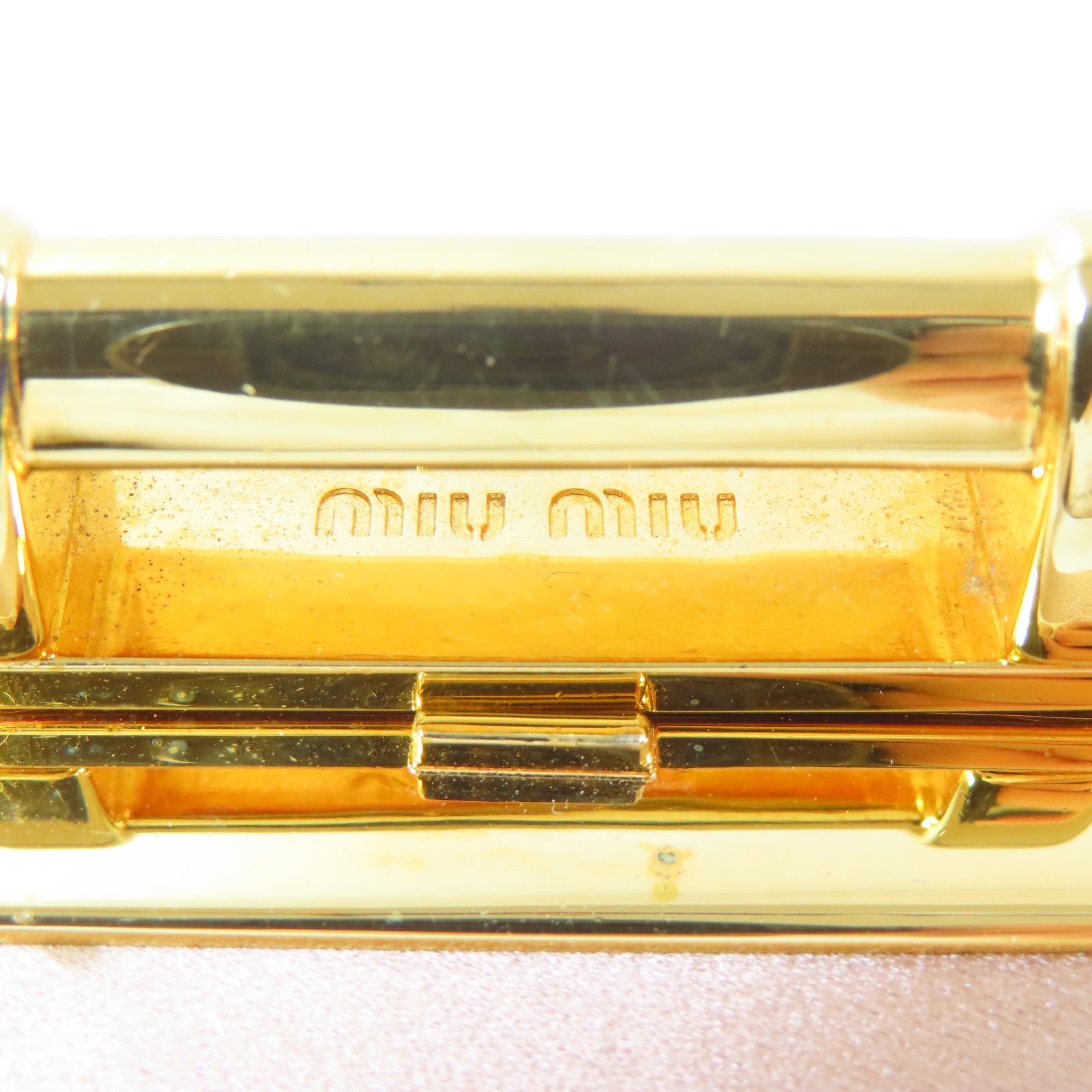 Miu Miu Satin Clutch Box金扣鏈帶肩背袋粉紅色