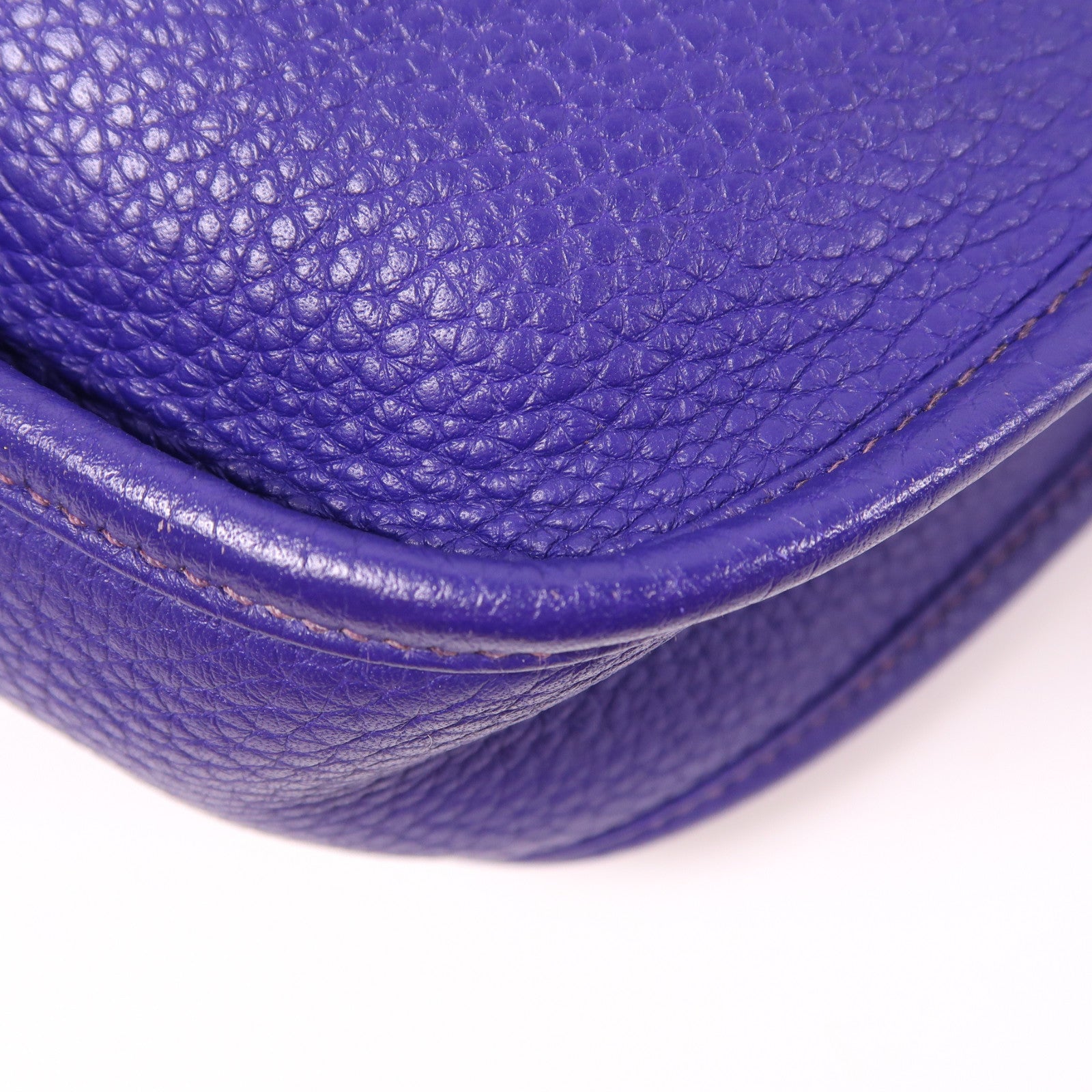 HERMES Clemence皮革Evelyne PM銀扣肩背袋Iris/紫色