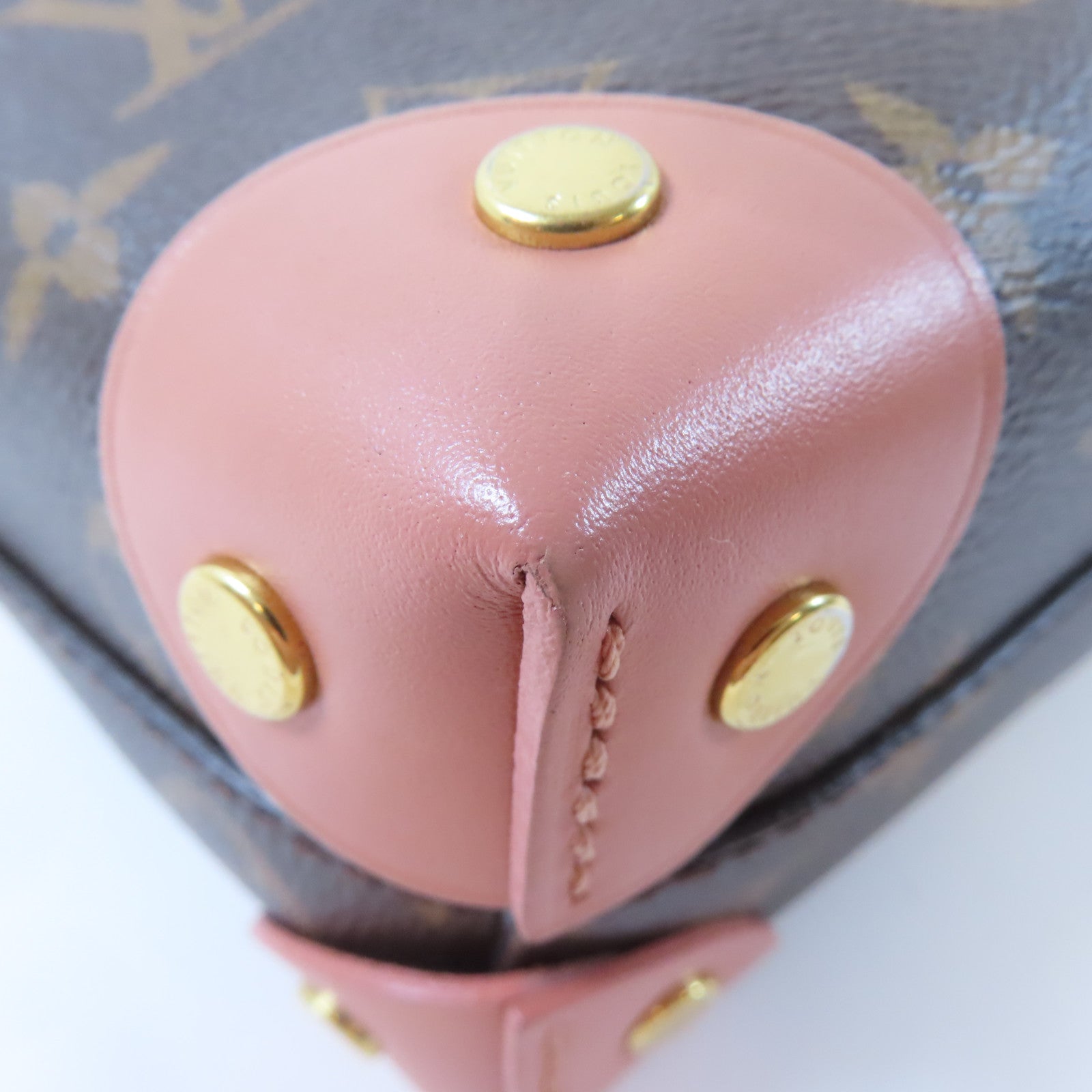 LOUIS VUITTON 【激減優惠】Monogram Petite Malle Souple金扣手挽肩背兩用袋啡色/粉紅色
