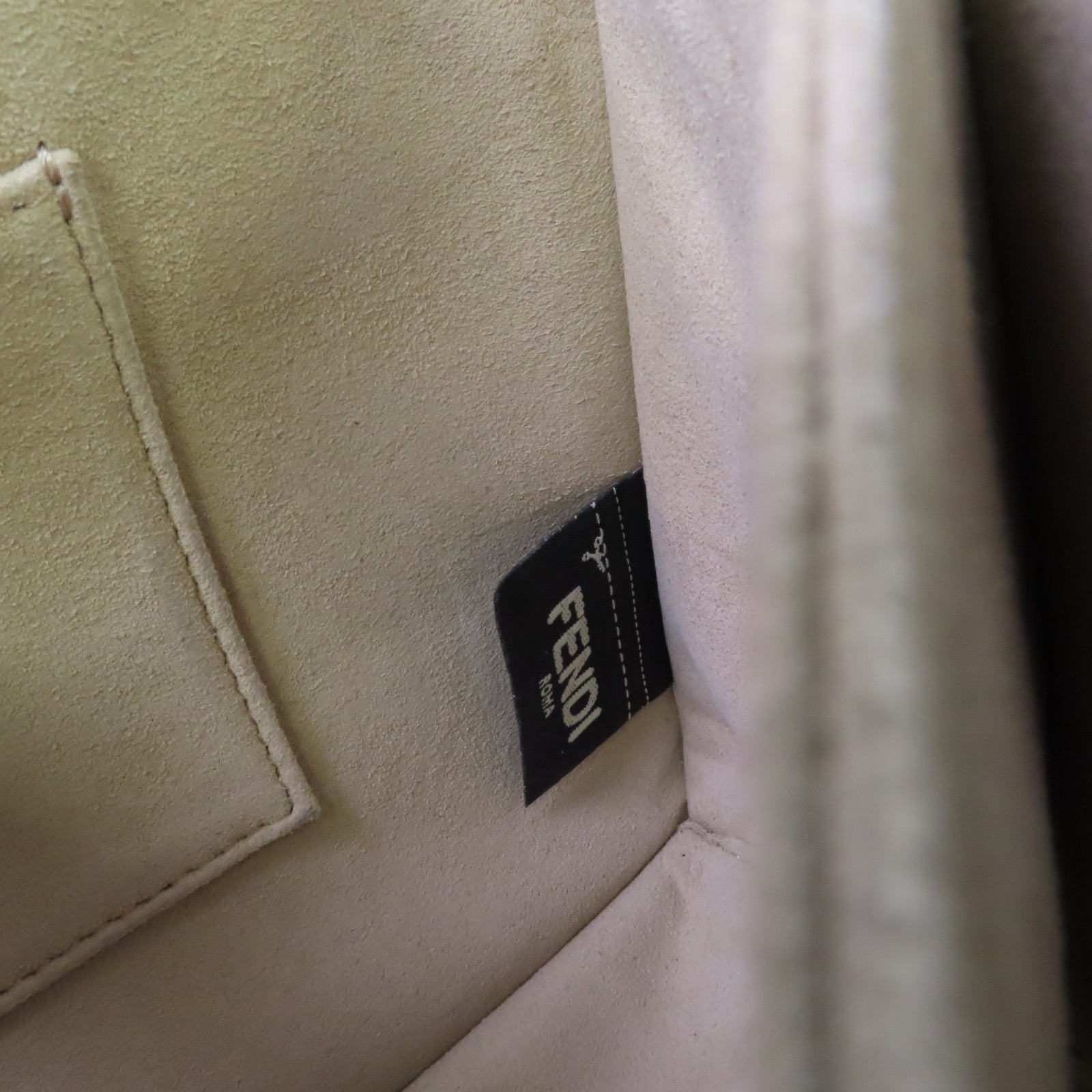 FENDI 【激減優惠】牛皮皮革Monster 2Way Shoulder Bag金扣手挽肩背兩用袋杏色/啡色