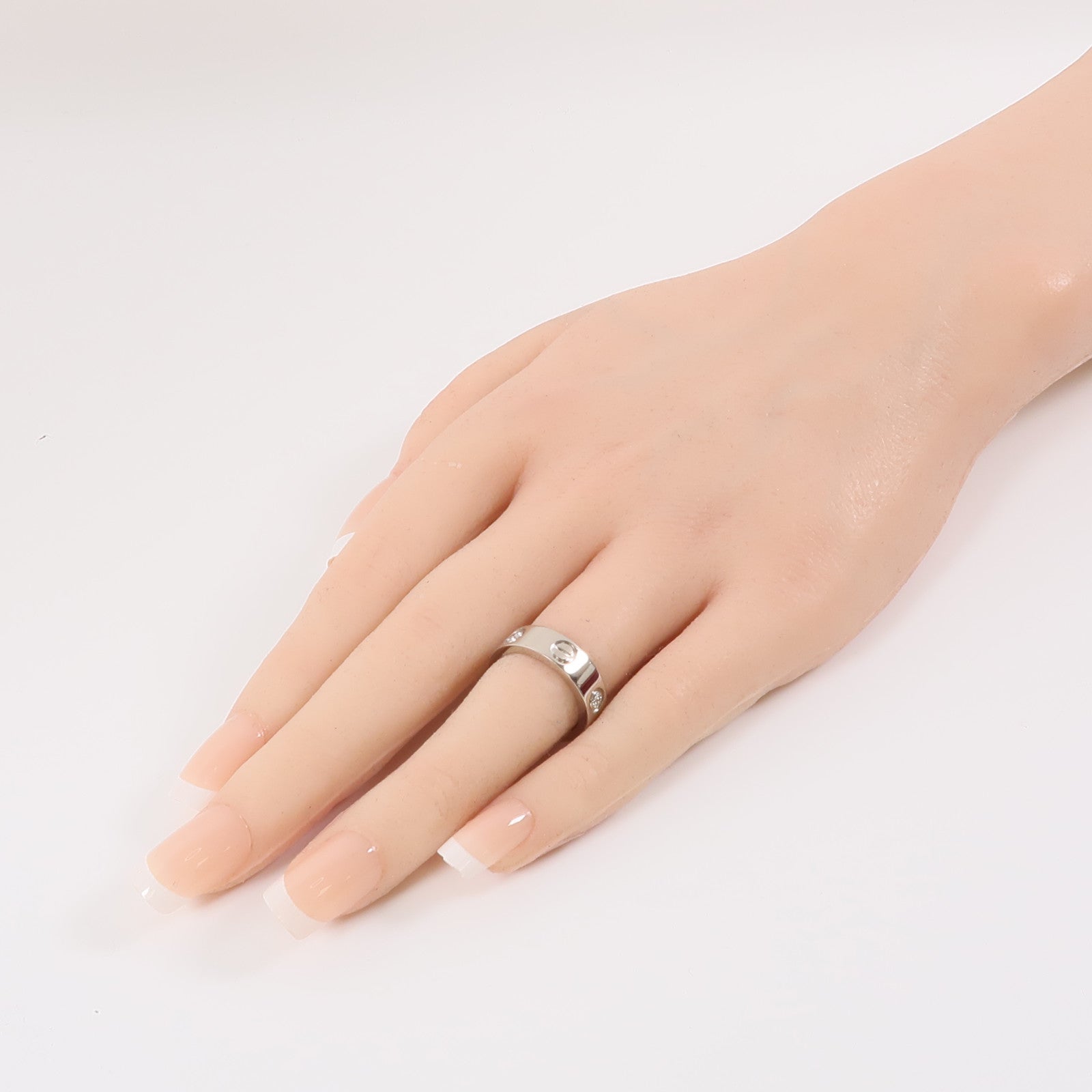CARTIER 18K白金Love Ring Half Diamond Ring鑽石戒指Cartier#49/US#5