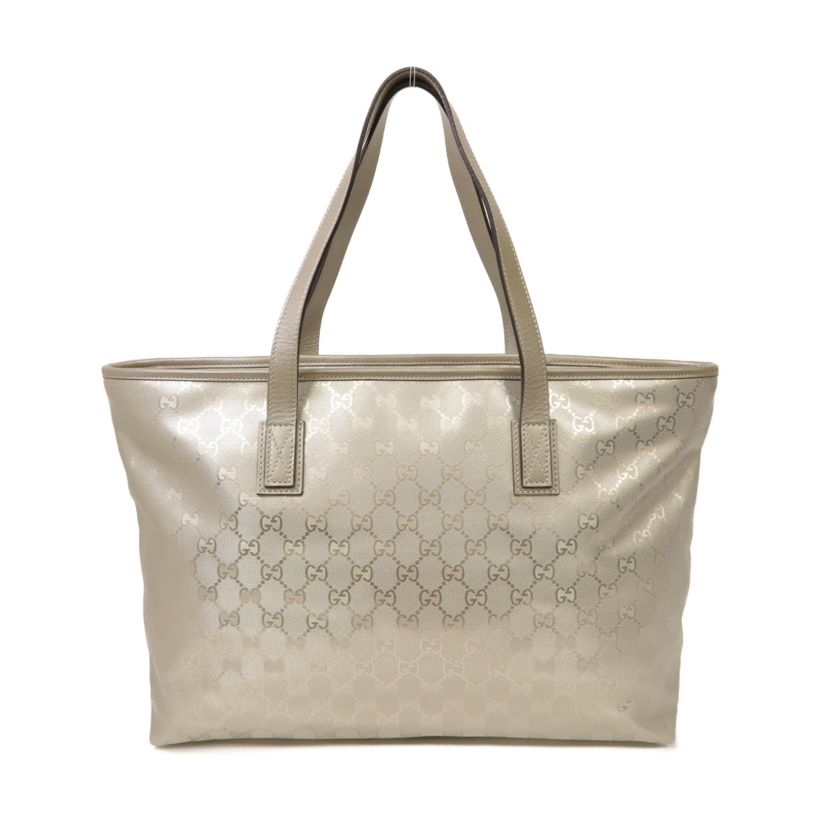 GUCCI 塗層帆布Shoulder Tote銀扣肩背袋銀色