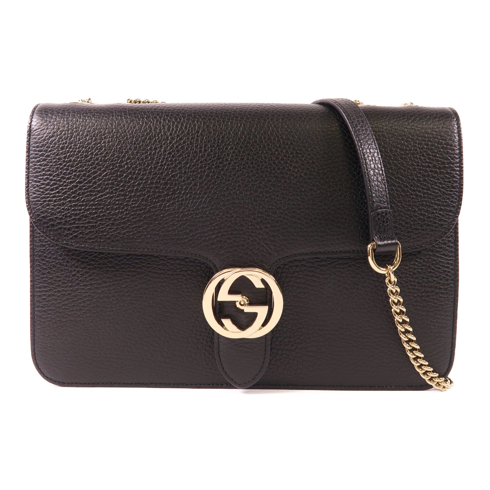 GUCCI 牛皮皮革Chain Shoulder金扣鏈帶肩背袋