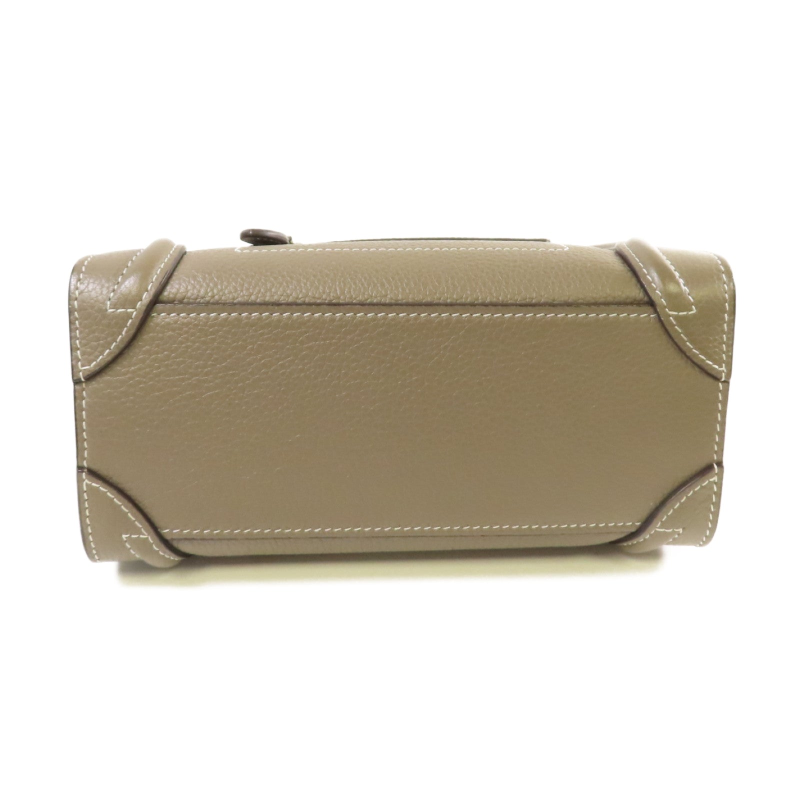 CELINE 【激減優惠】牛皮皮革Nano Luggage Shoulder Bag銀扣手挽肩背兩用袋灰色
