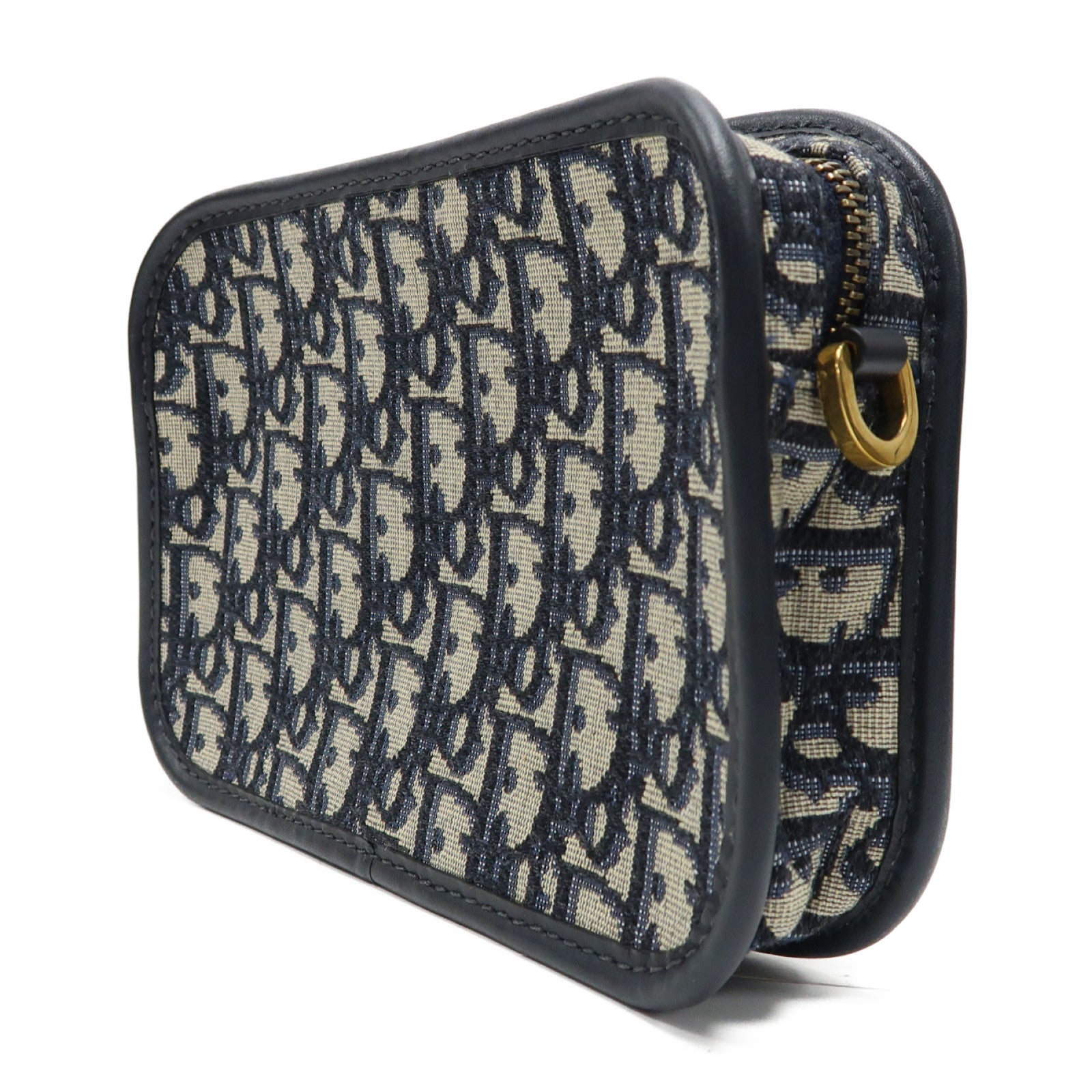 Dior 帆布Clutch Bag金扣手拿包深藍色/米色