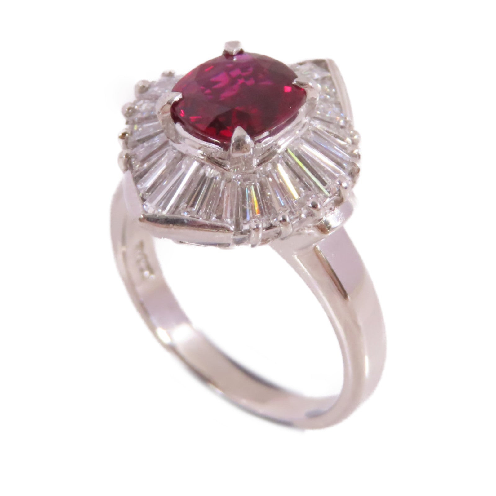 JEWELRY PT900鉑金/1.23ct紅寶石/1.22ct鑚石Ruby Diamond Ring 戒指US#5.75