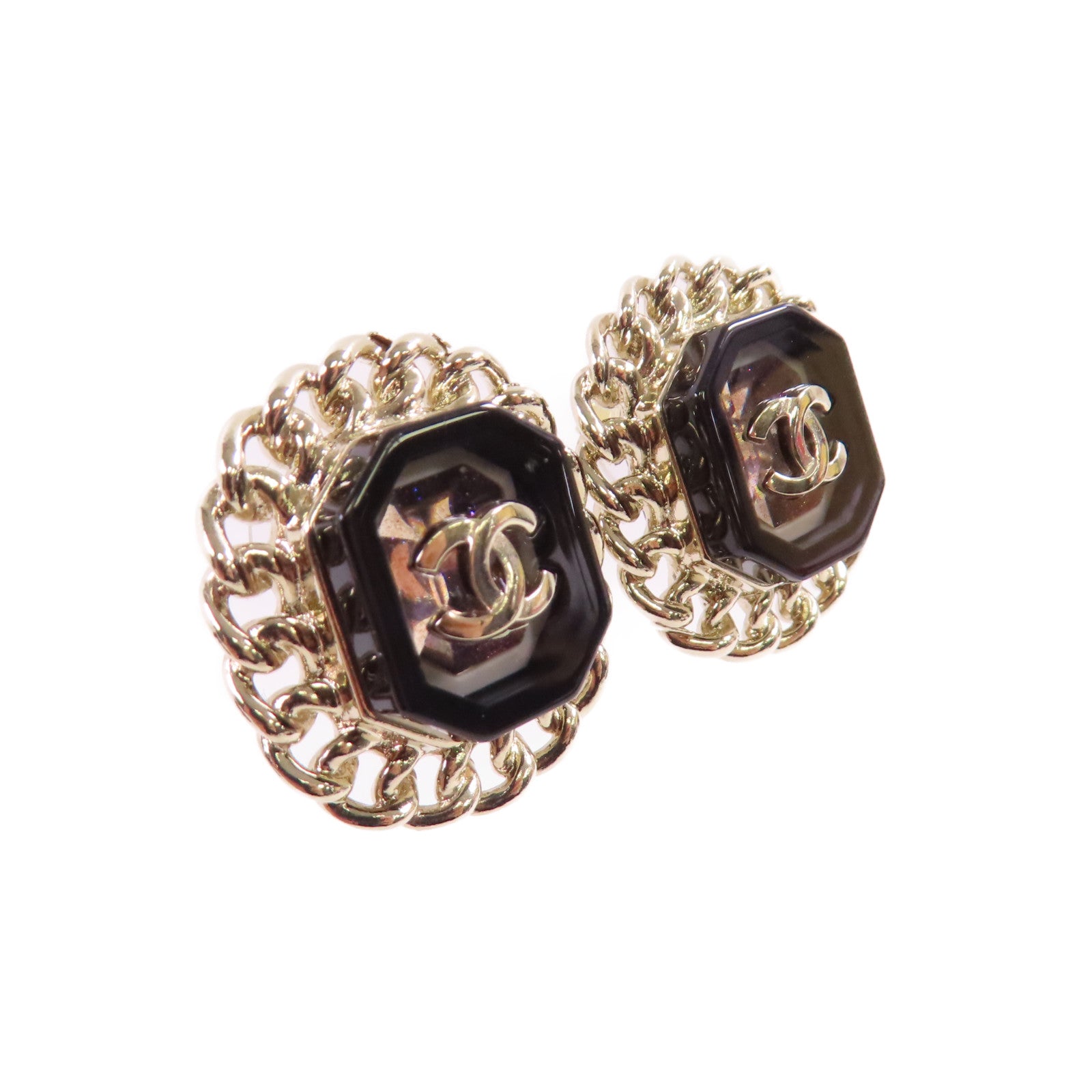 CHANEL 金屬/PVC CC Earring金扣耳環