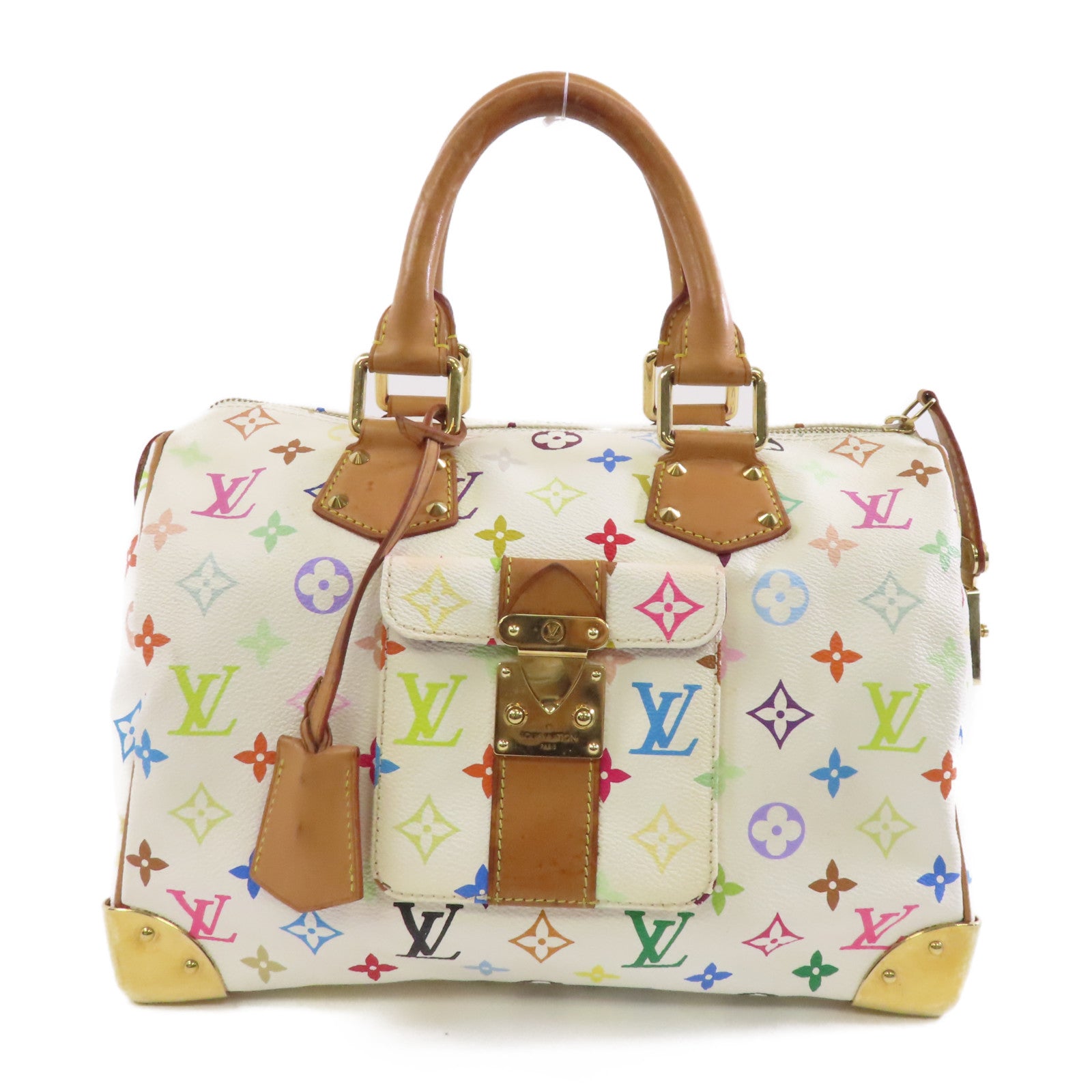 LOUIS VUITTON Monogram Multicolor Multi Speedy 30金扣手挽袋白色/多色