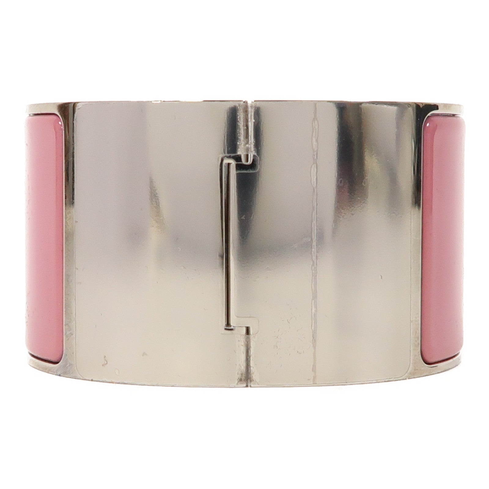 HERMES 金屬Clic Clac H Bangle銀扣手鐲粉紅色
