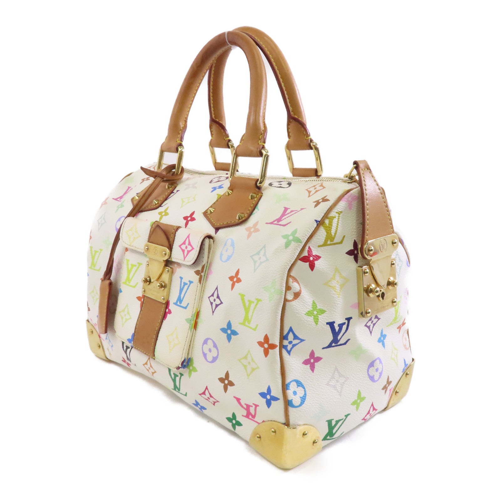 LOUIS VUITTON Monogram Multicolor Multi Speedy 30金扣手挽袋白色/多色