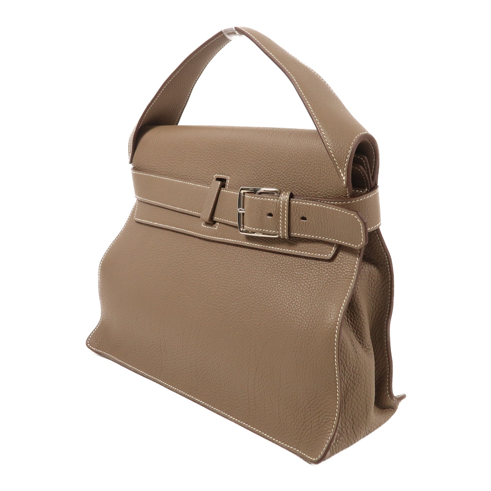 HERMES Togo皮革Etribelt銀扣手挽袋Etoupe