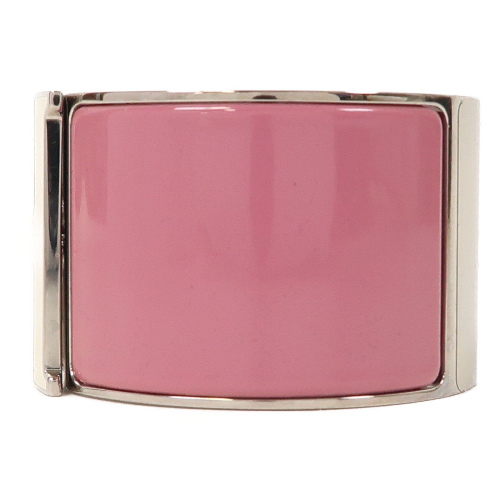 HERMES 金屬Clic Clac H Bangle銀扣手鐲粉紅色