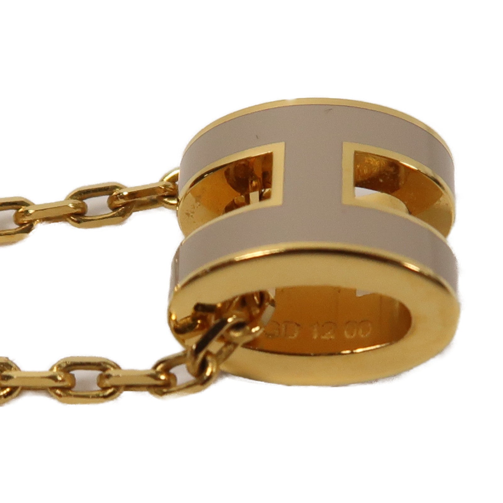 HERMES 金属Mini Pop H Necklace項鍊奶茶色