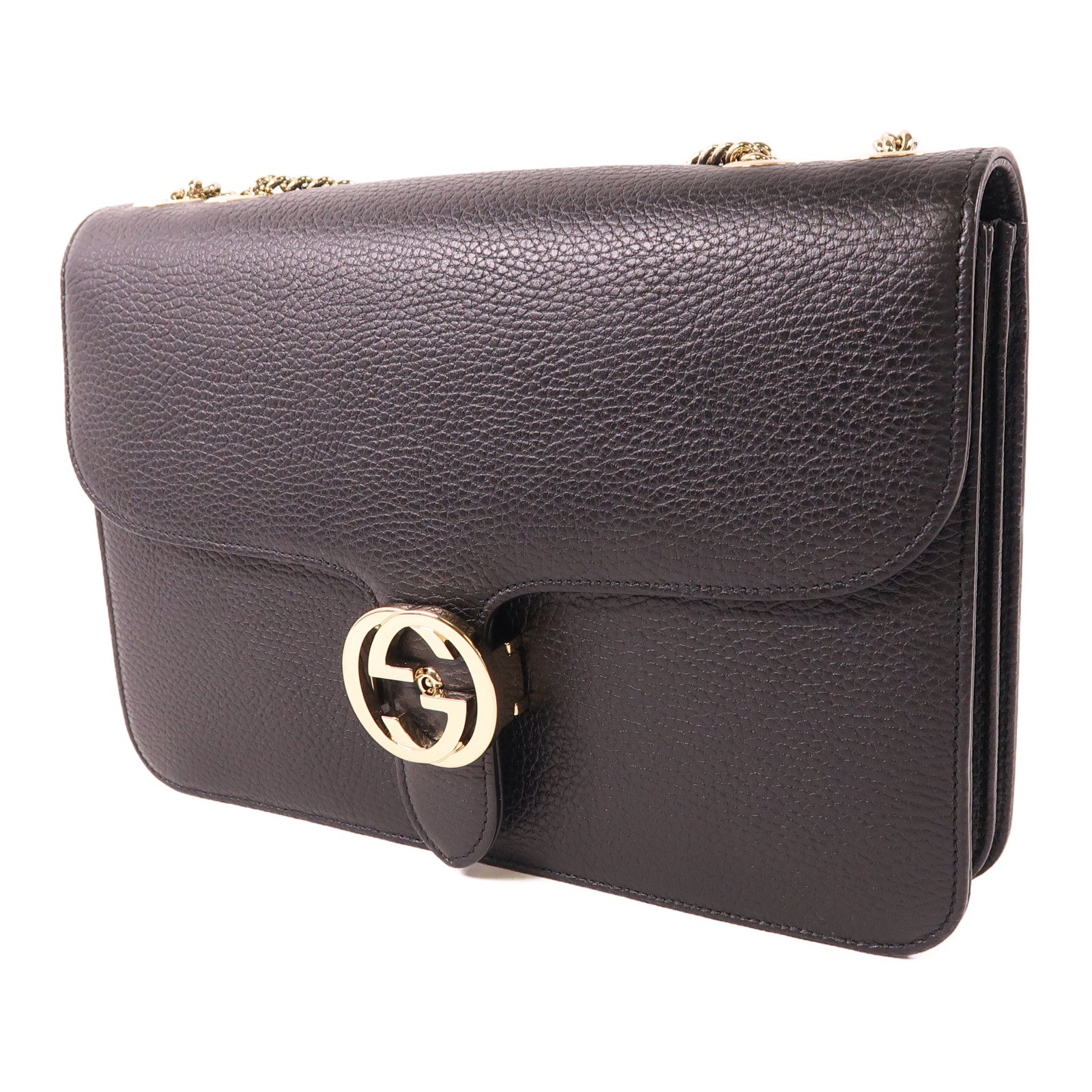 GUCCI 牛皮皮革Chain Shoulder金扣鏈帶肩背袋