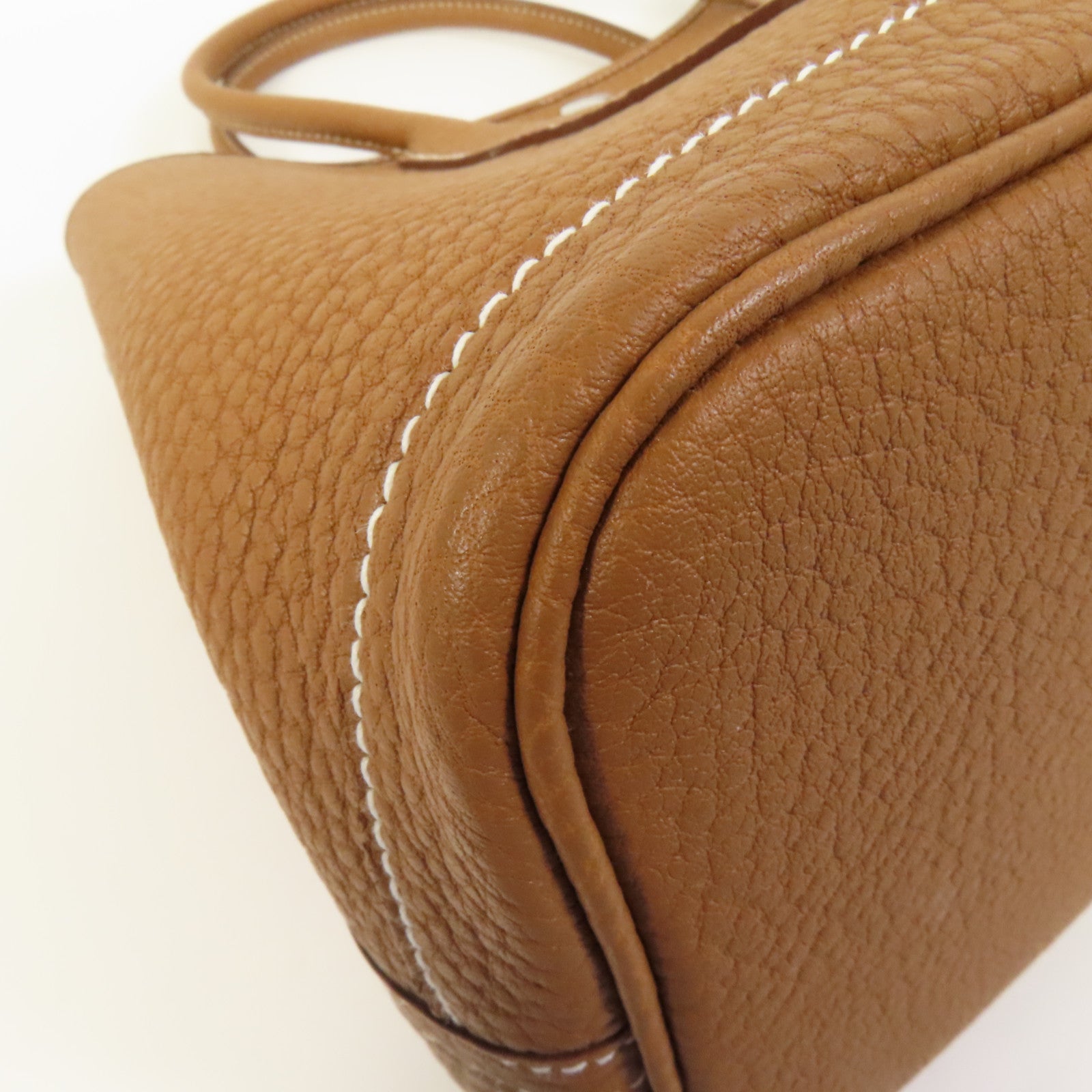 HERMES Negonda皮革Garden Party TPM銀扣手挽袋Havanne