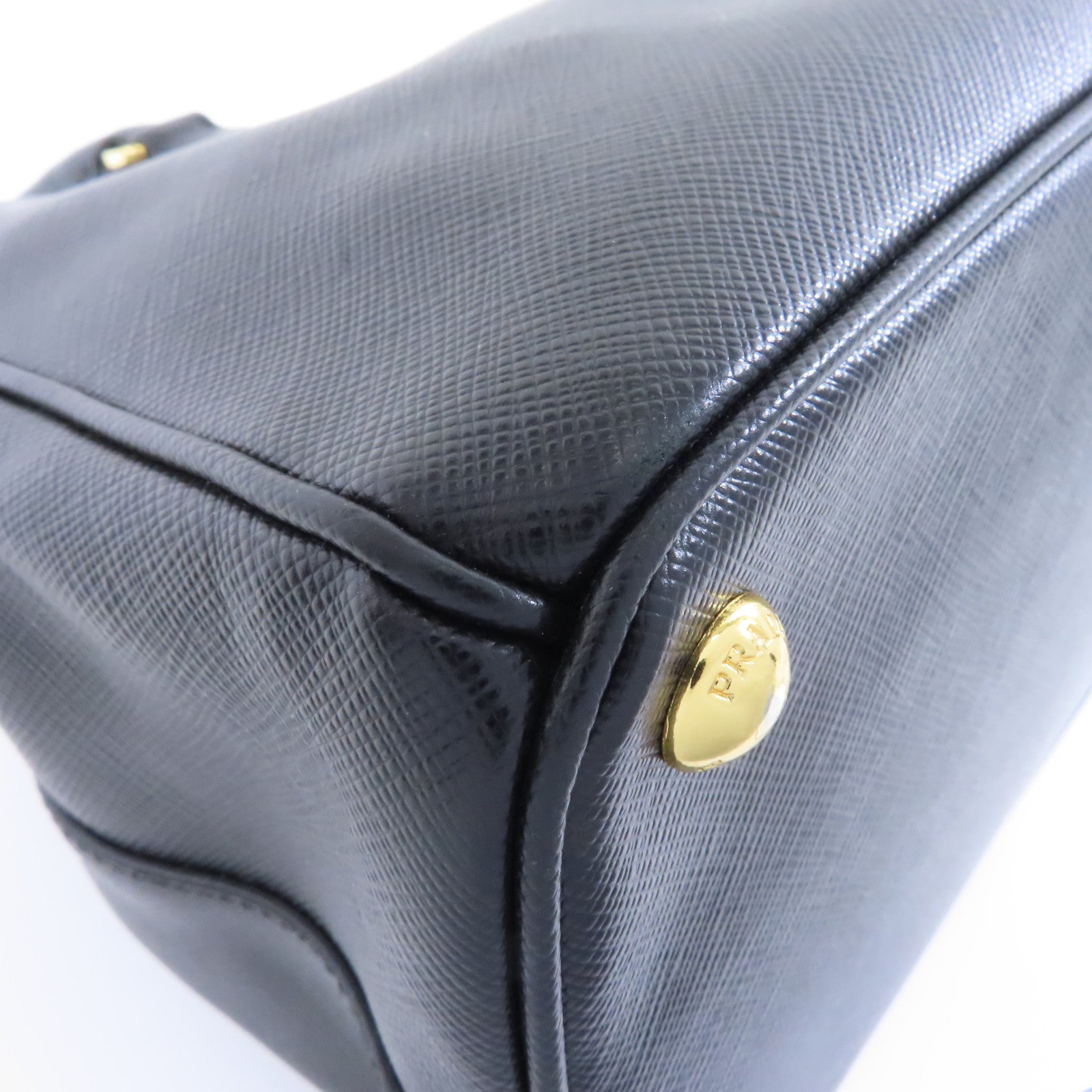 PRADA 牛皮皮革Galleria Bag金扣手挽肩背兩用袋黑色