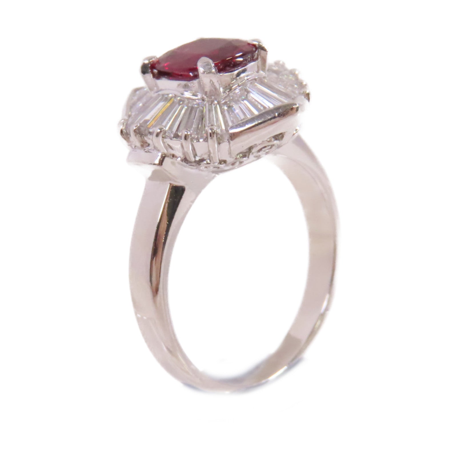 JEWELRY PT900鉑金/1.23ct紅寶石/1.22ct鑚石Ruby Diamond Ring 戒指US#5.75