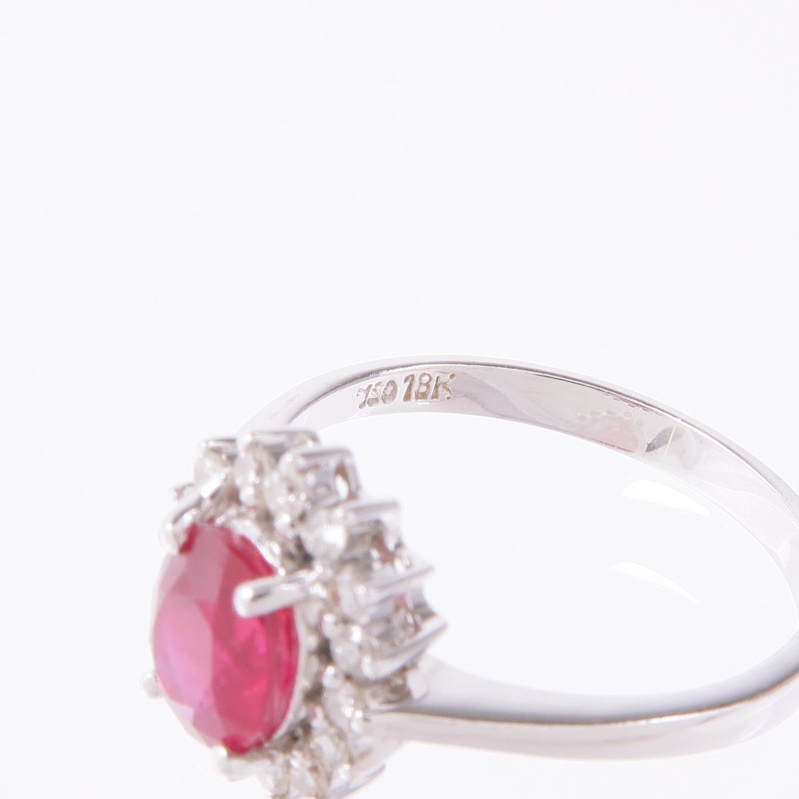 JEWELRY 18K白金Ruby/Diamond Ring紅寶石/鑽石戒指US#6