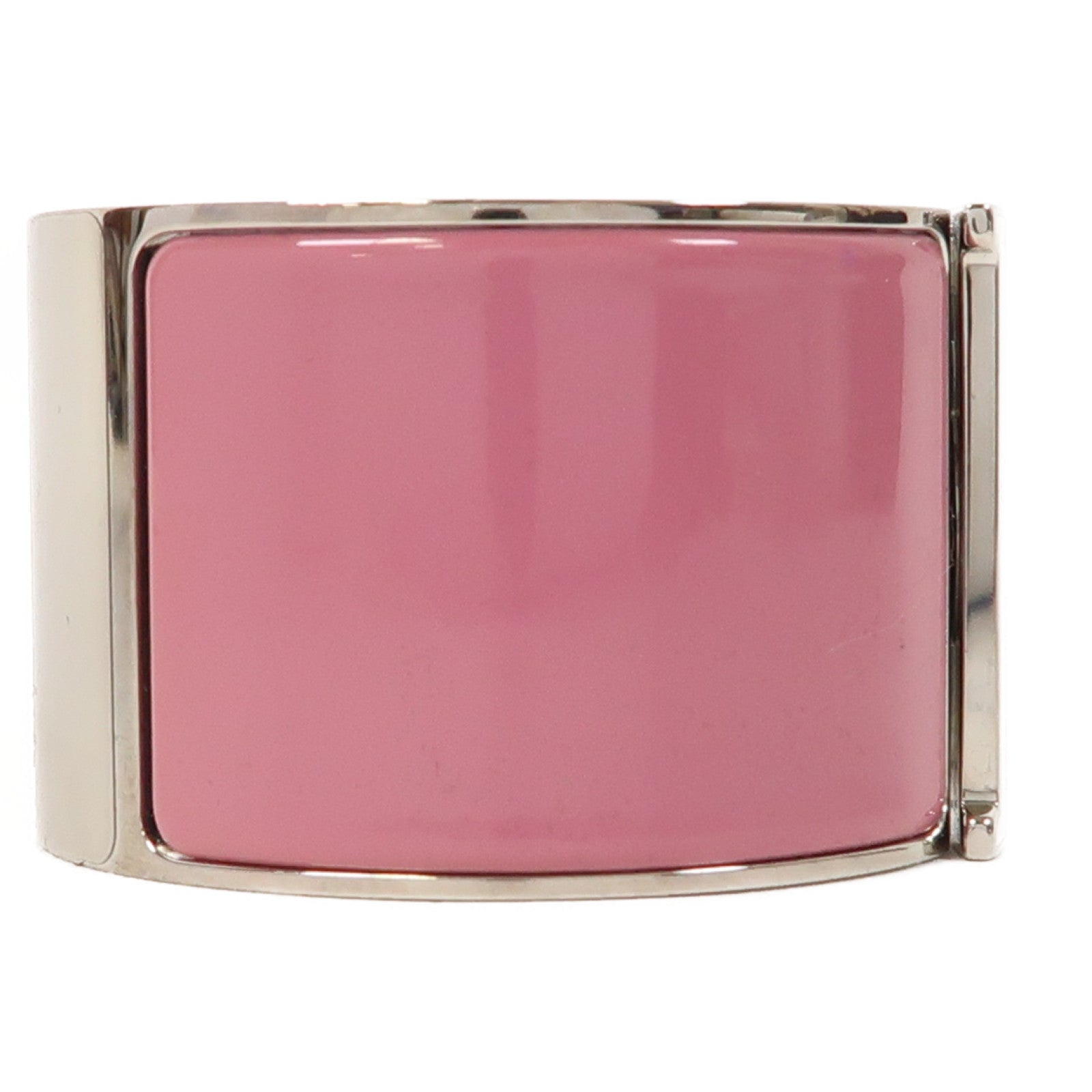HERMES 金屬Clic Clac H Bangle銀扣手鐲粉紅色