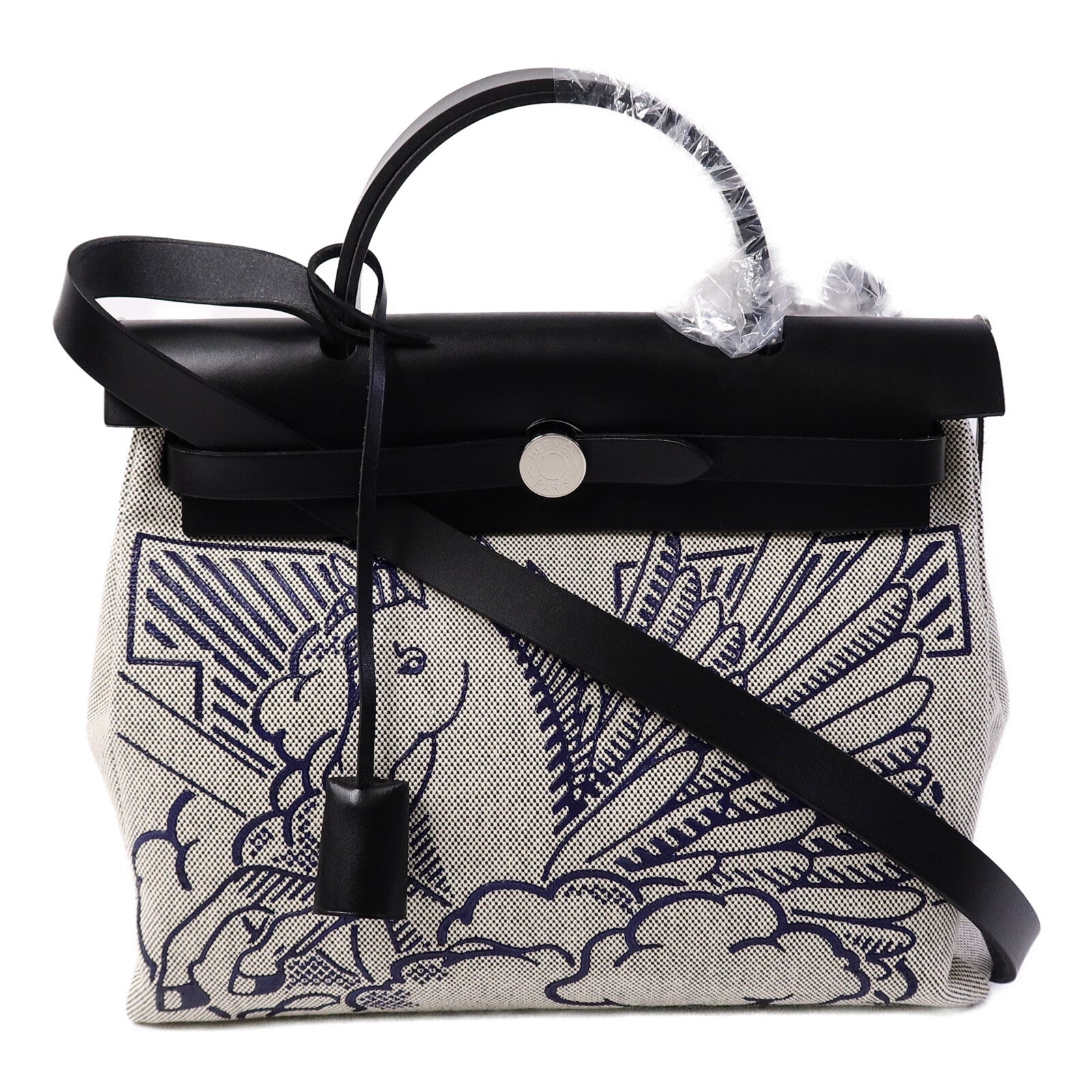 HERMES 帆布Herbag Pegasus Pop PM手挽肩背兩用袋Noir