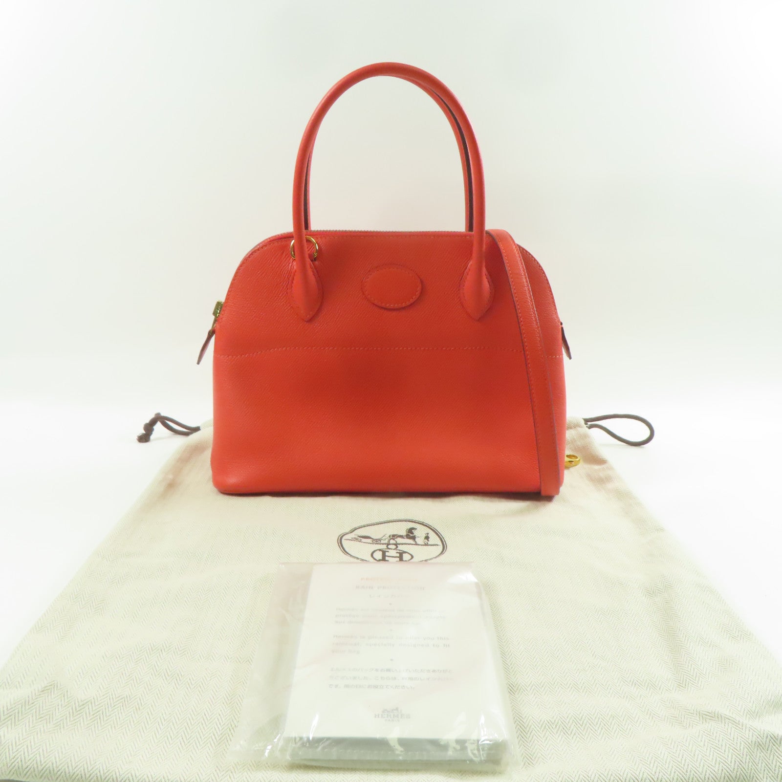 HERMES Epsom皮革Bolide 27金扣手挽肩背兩用袋心紅色