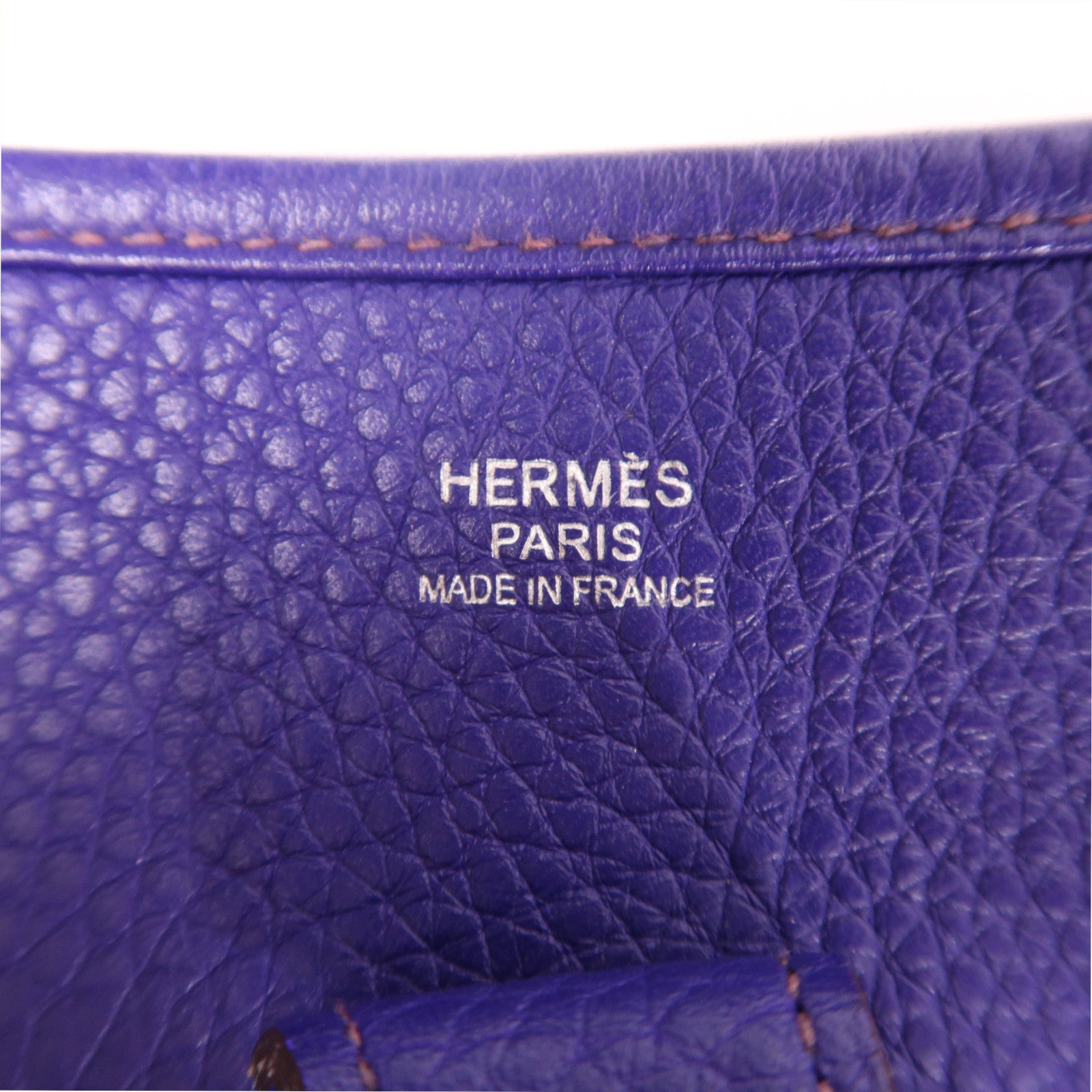 HERMES Clemence皮革Evelyne PM銀扣肩背袋Iris/紫色