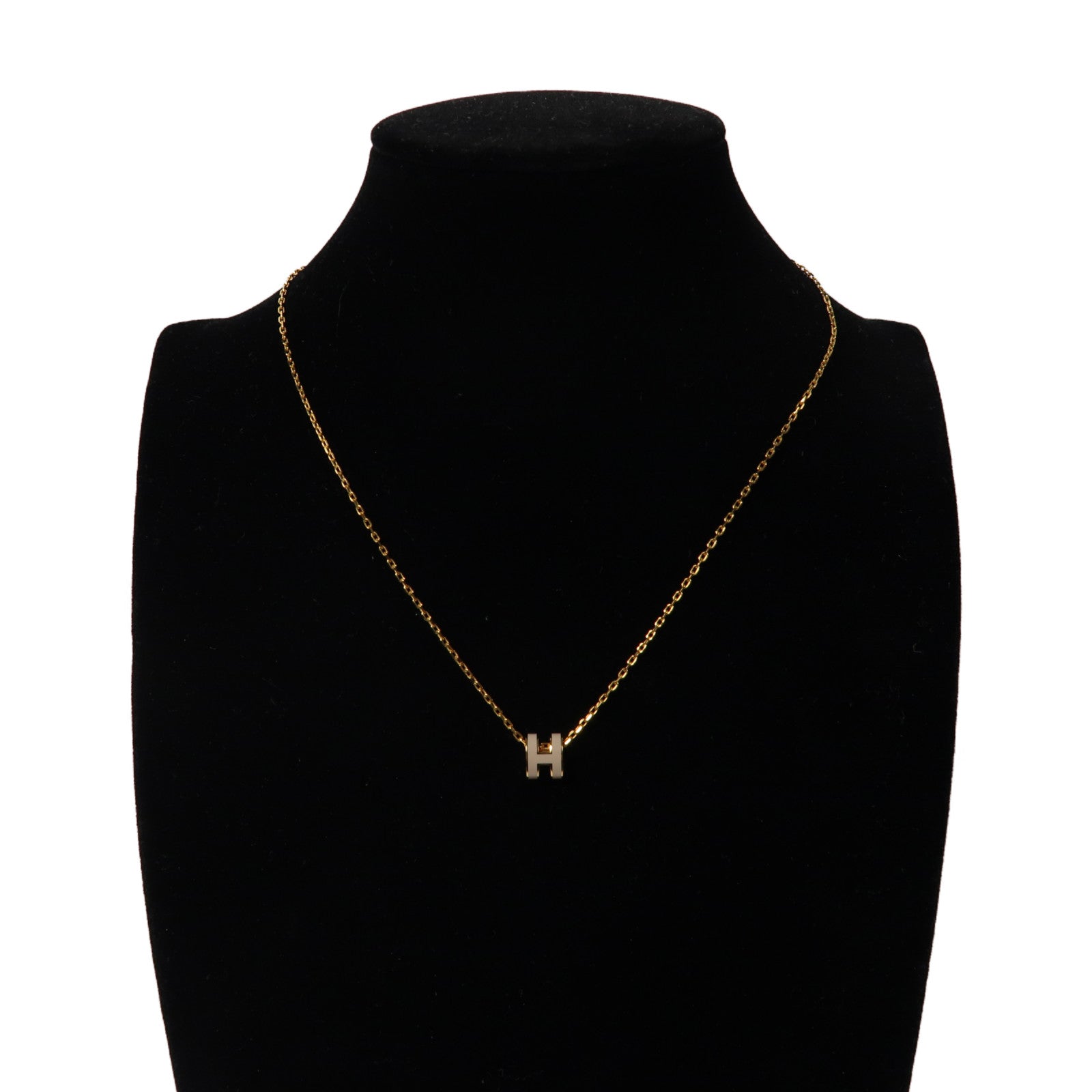 HERMES 金属Mini Pop H Necklace項鍊奶茶色