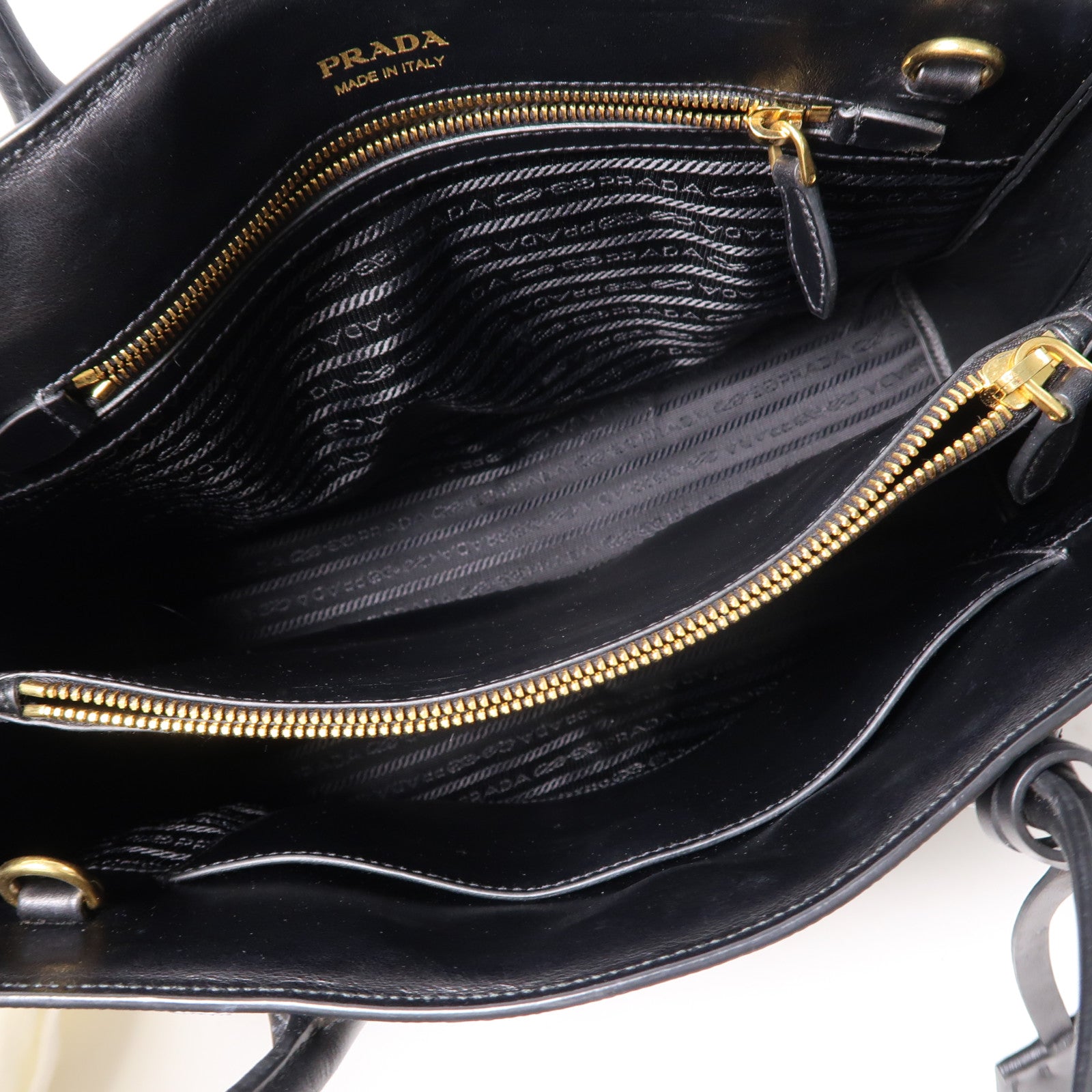 PRADA 牛皮皮革Shoulder Bag金扣手挽肩背兩用袋黑色