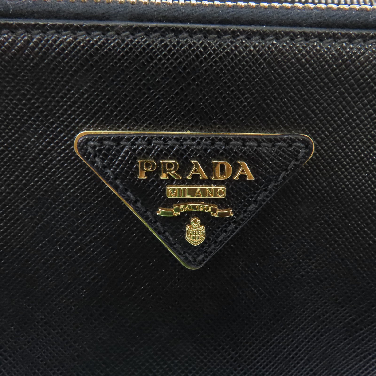 PRADA 牛皮皮革Galleria Bag金扣手挽肩背兩用袋黑色
