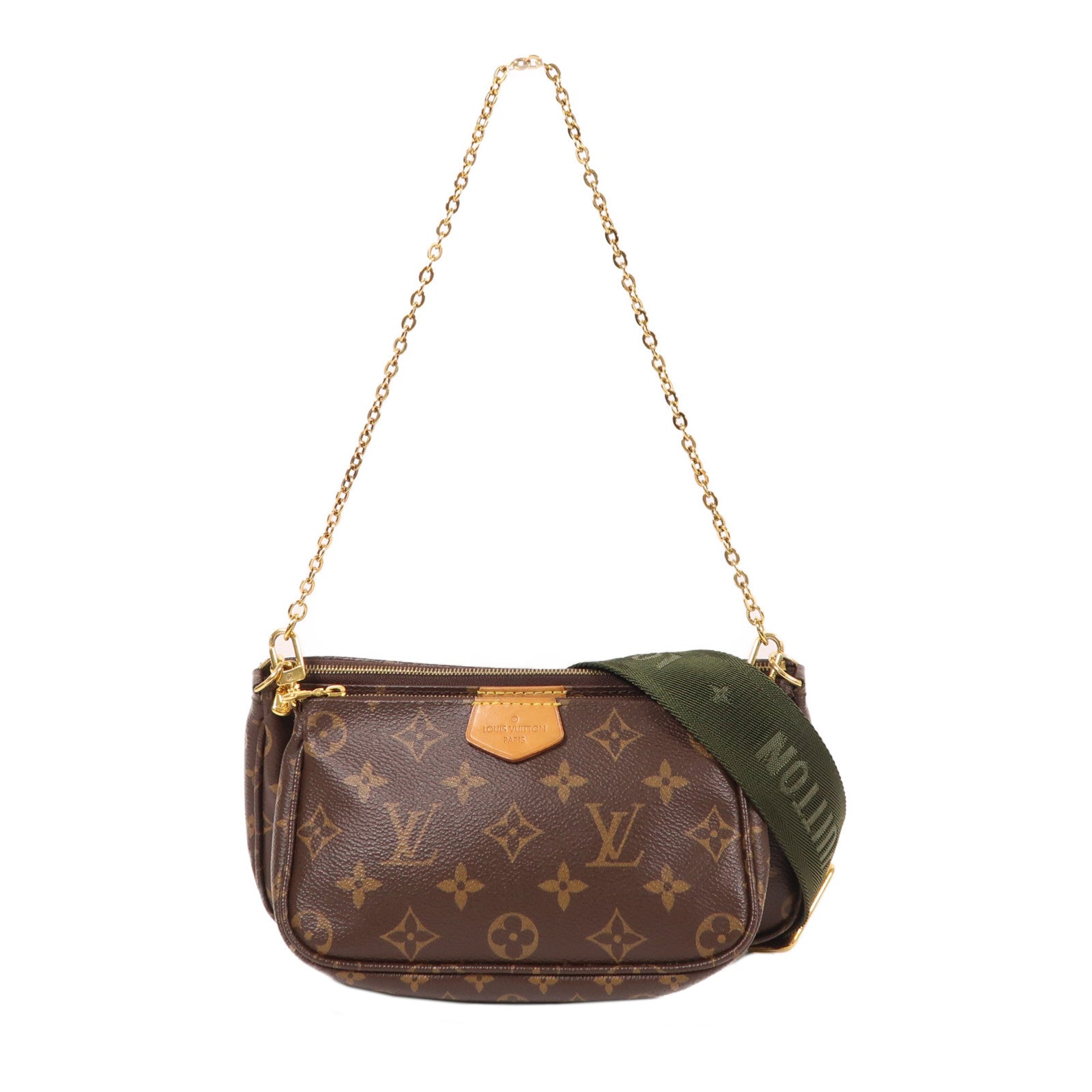 LOUIS VUITTON Monogram Multi Pochette Accessoires金扣肩背袋棕色