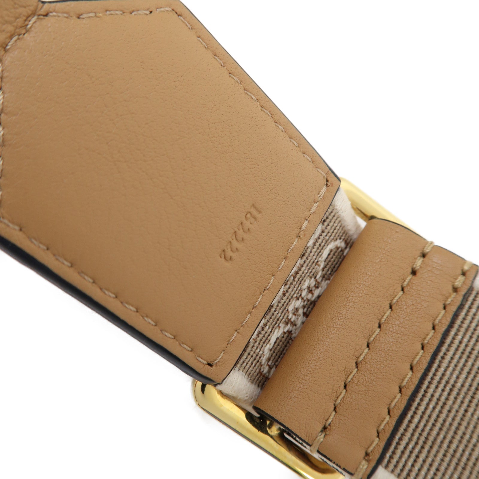 LOEWE 帆布Strap金扣肩背帶米色