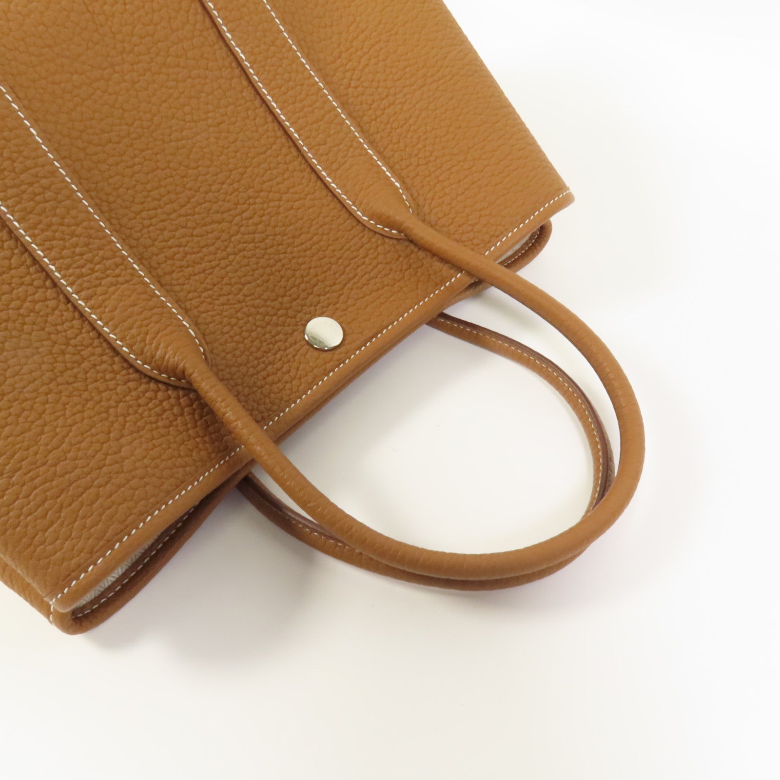 HERMES Negonda皮革Garden Party TPM銀扣手挽袋Havanne