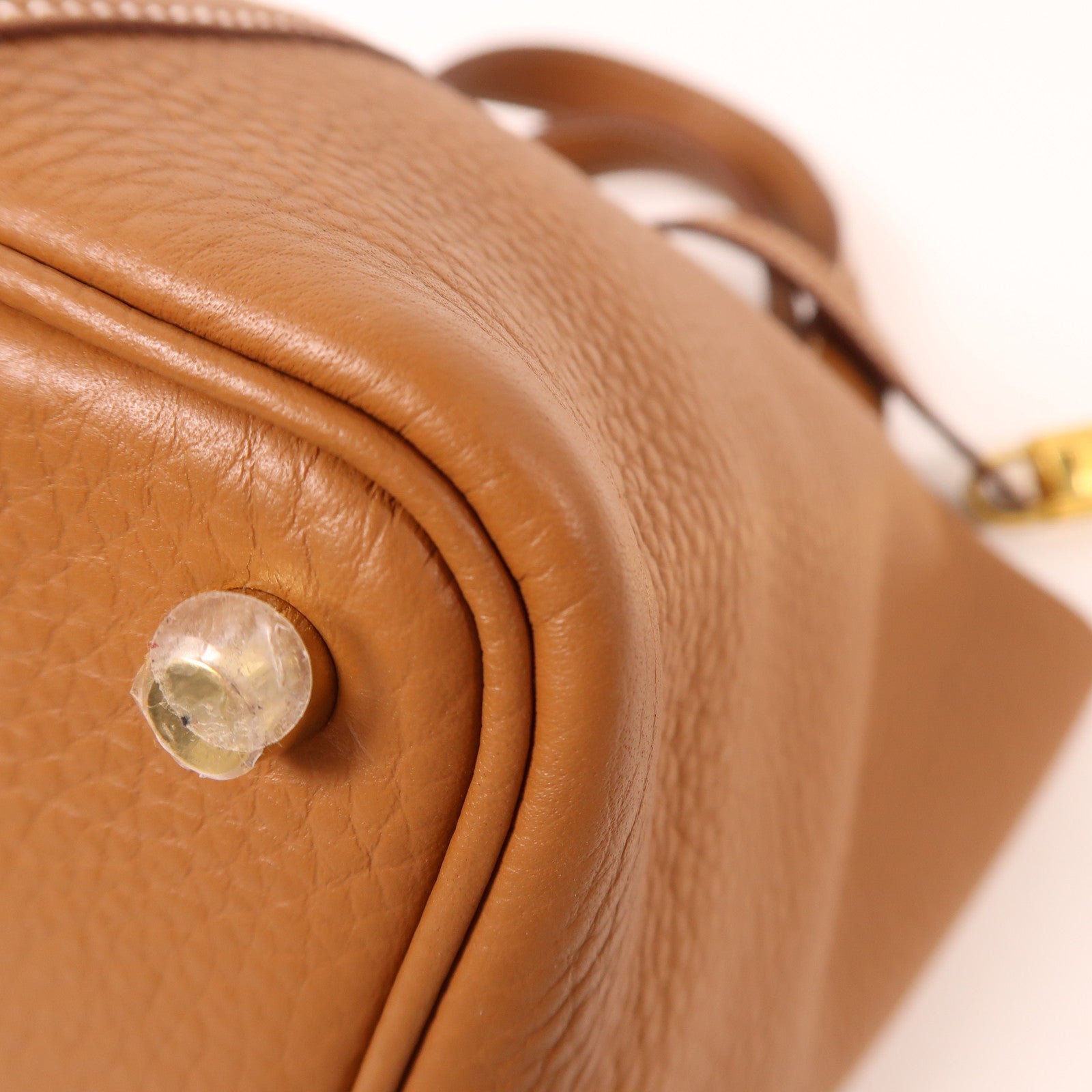 HERMES Clemence皮革Picotin PM金扣手挽袋Gold棕色