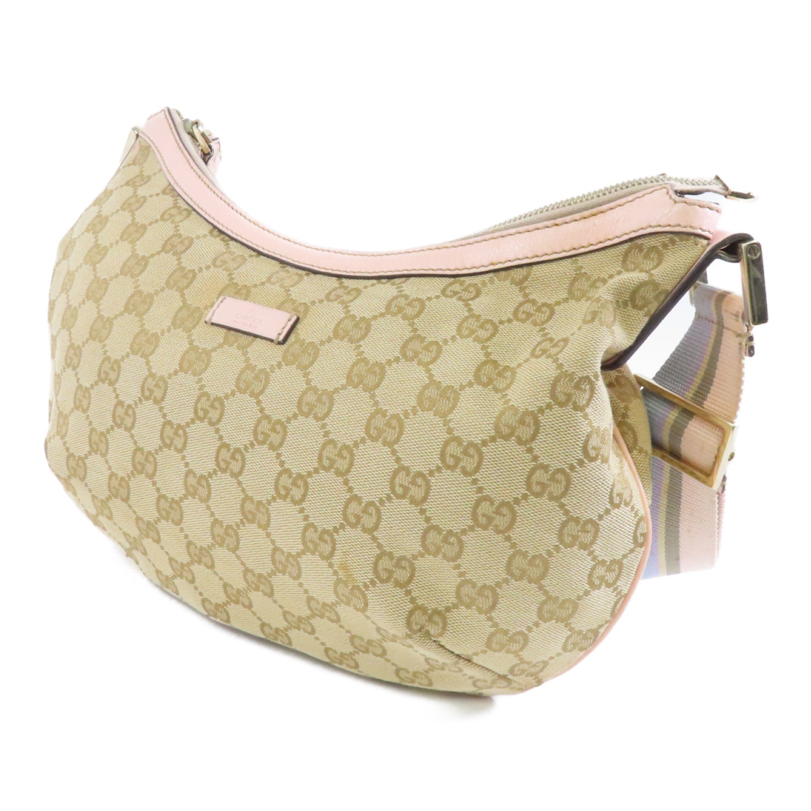 GUCCI 帆布Shoulder Bag金扣肩背袋啡色粉紅色