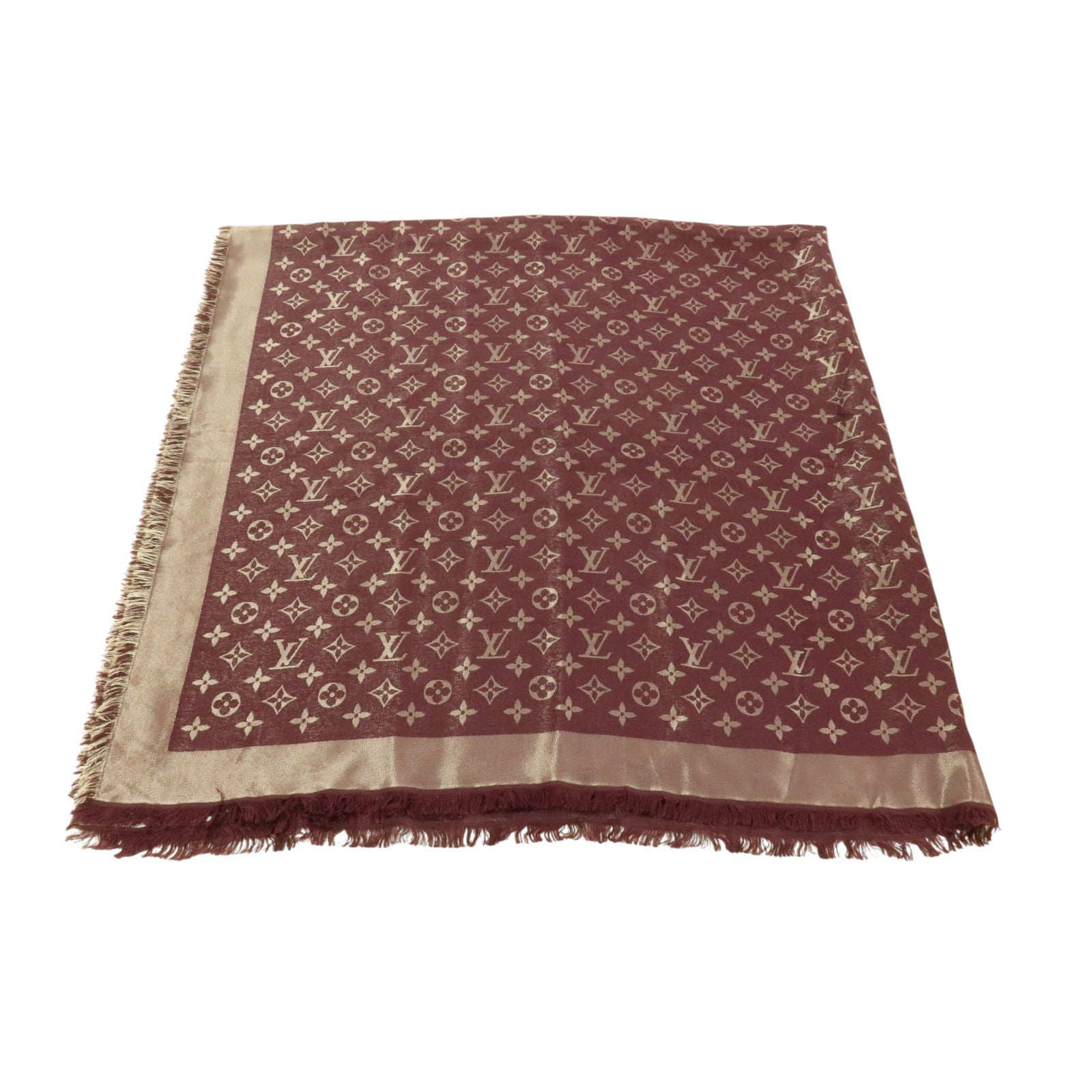 LOUIS VUITTON 絲質/羊毛/嫘縈Scarf 142X142cm絲巾