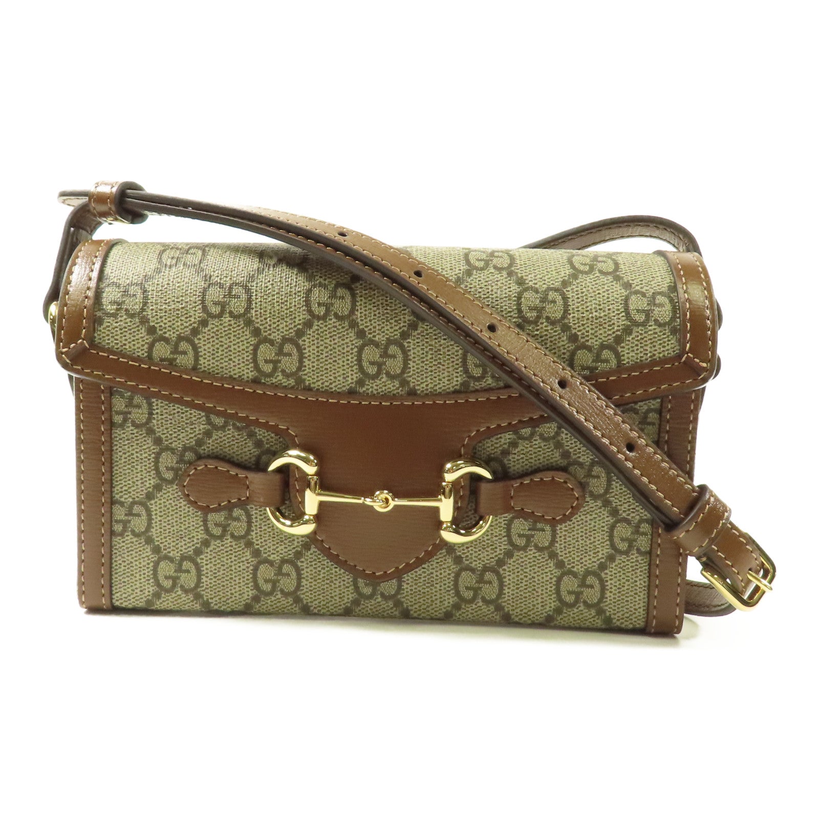 GUCCI 塗層帆布Horsebit 1955 Mini金扣肩背袋