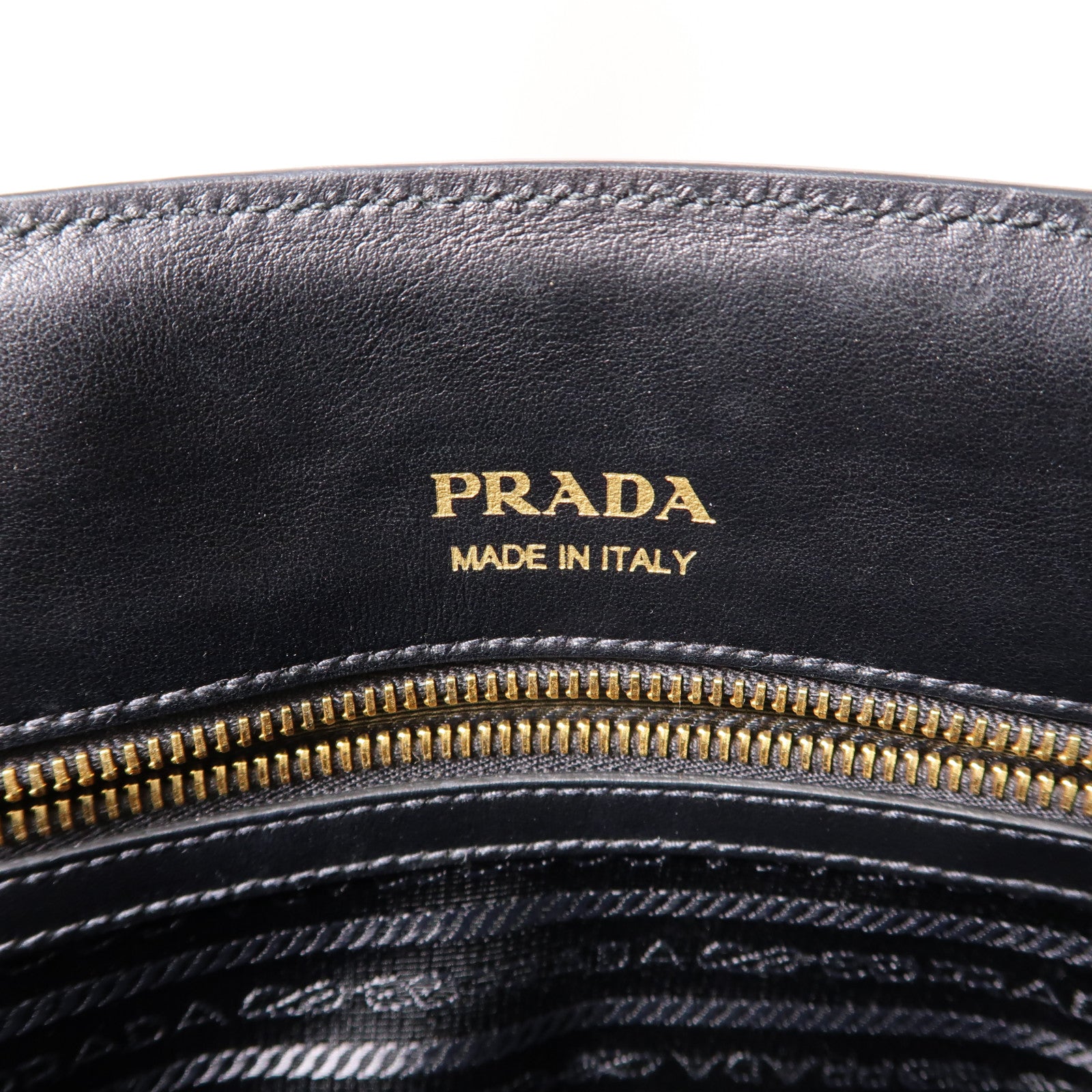 PRADA 牛皮皮革Shoulder Bag金扣手挽肩背兩用袋黑色
