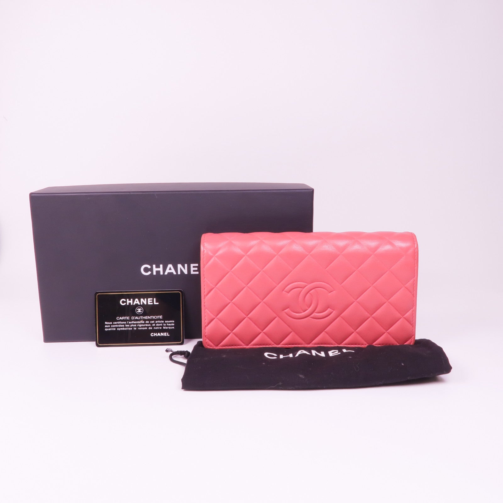 CHANEL 皮革Long Wallet金扣長錢包