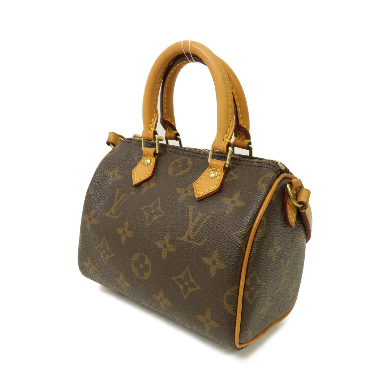 LOUIS VUITTON Monogram Nano Speedy金扣手挽肩背兩用袋啡色