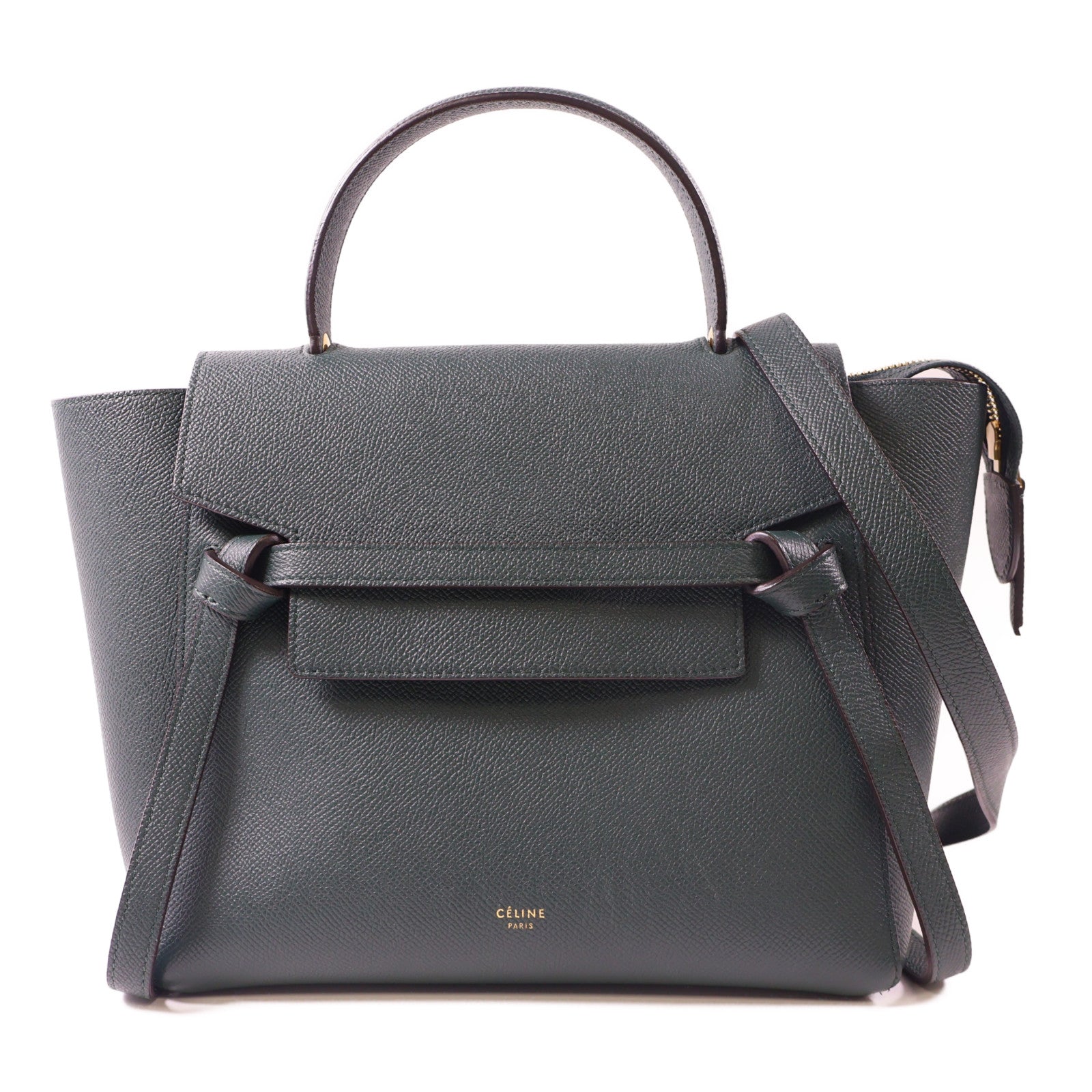 CELINE 牛皮皮革Belt Bag金扣手挽肩背兩用袋綠色