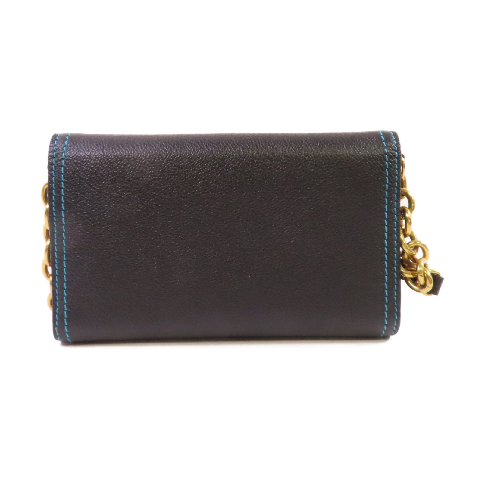 BURBERRY 牛皮皮革Wallet On Chain Shoulder Bag金扣肩背袋黑色