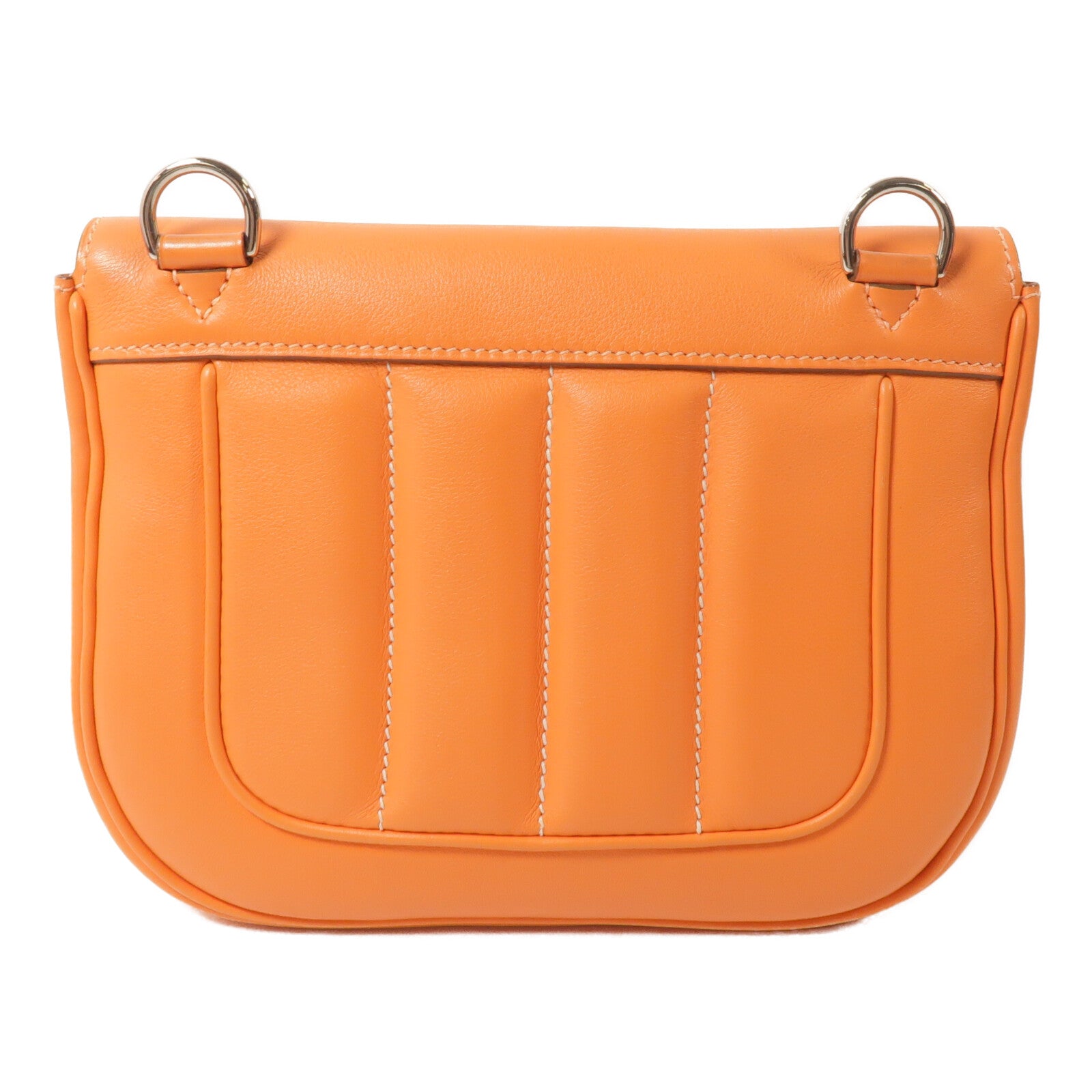 HERMES Swift皮革Mini Berline銀扣肩背袋Feu