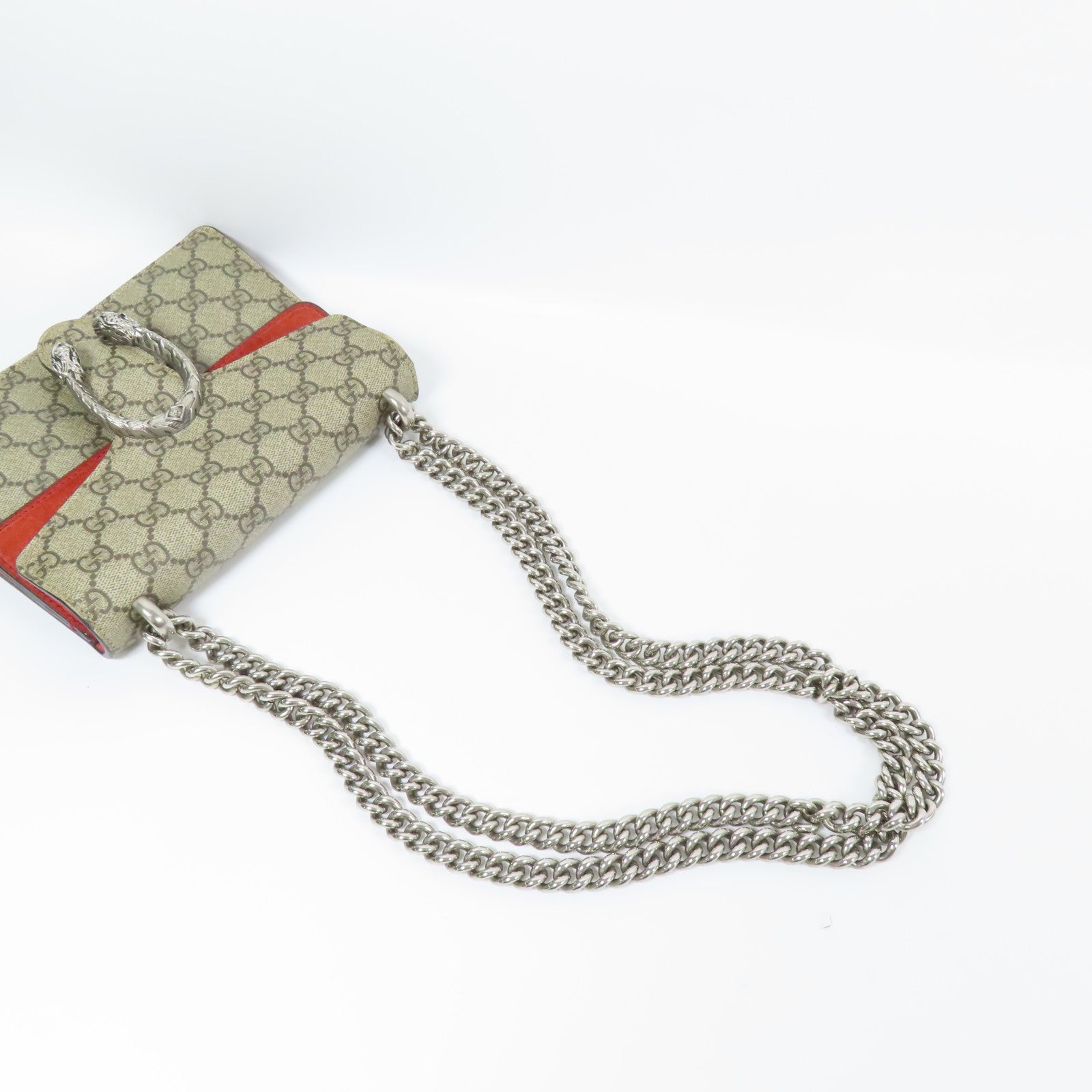 GUCCI GG SHW Dionysus Bloom Chain Shoulder Bag Coated Canvas Brown Red