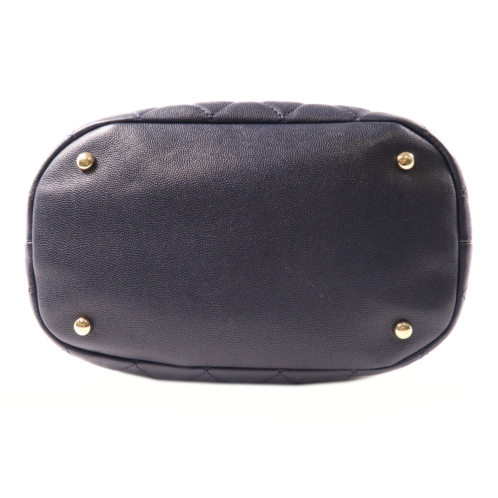 CHANEL CC GHW Bucket Bag 2 Way Shoulder Bag Handbag AS0895 Calfskin Leather Navy
