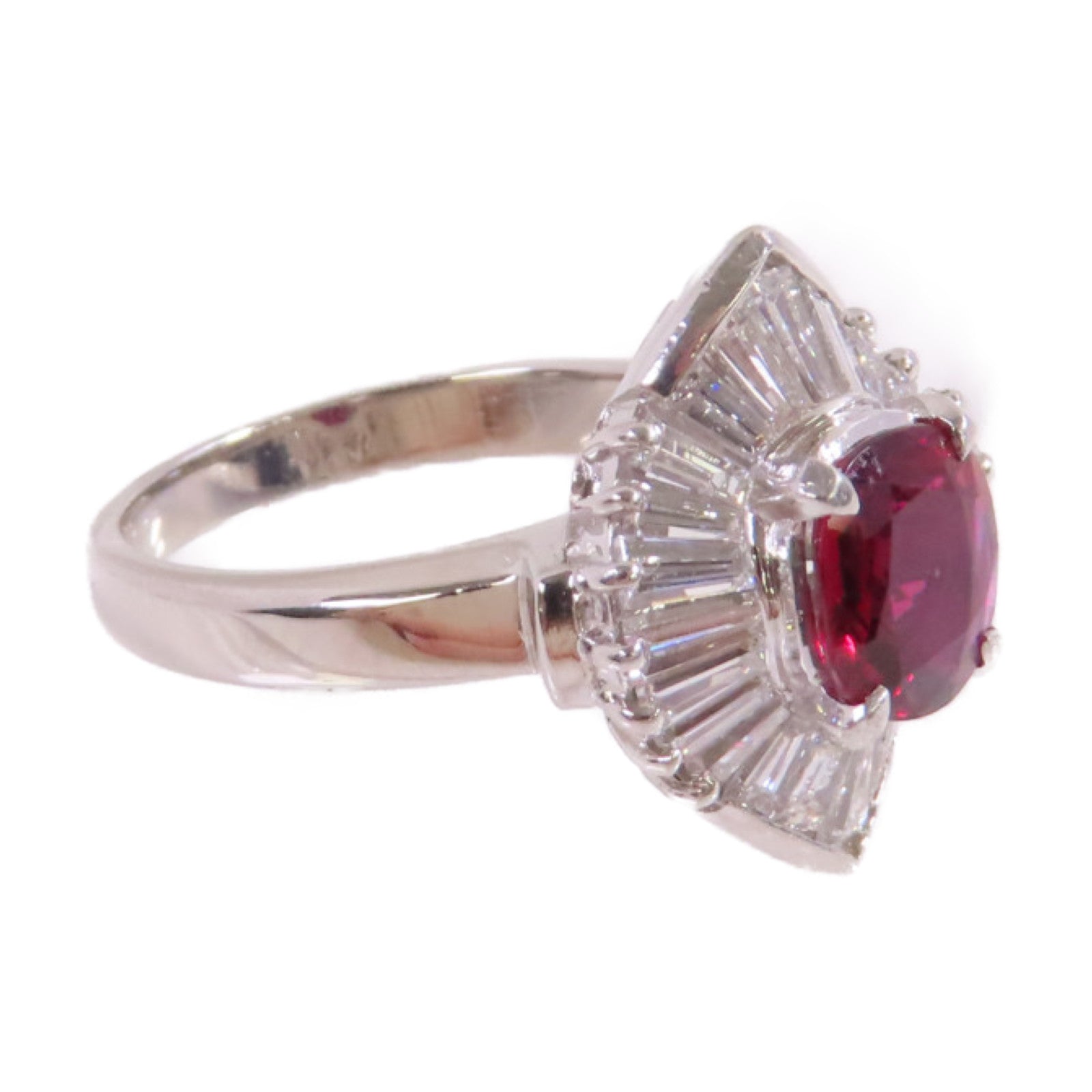 JEWELRY PT900鉑金/1.23ct紅寶石/1.22ct鑚石Ruby Diamond Ring 戒指US#5.75